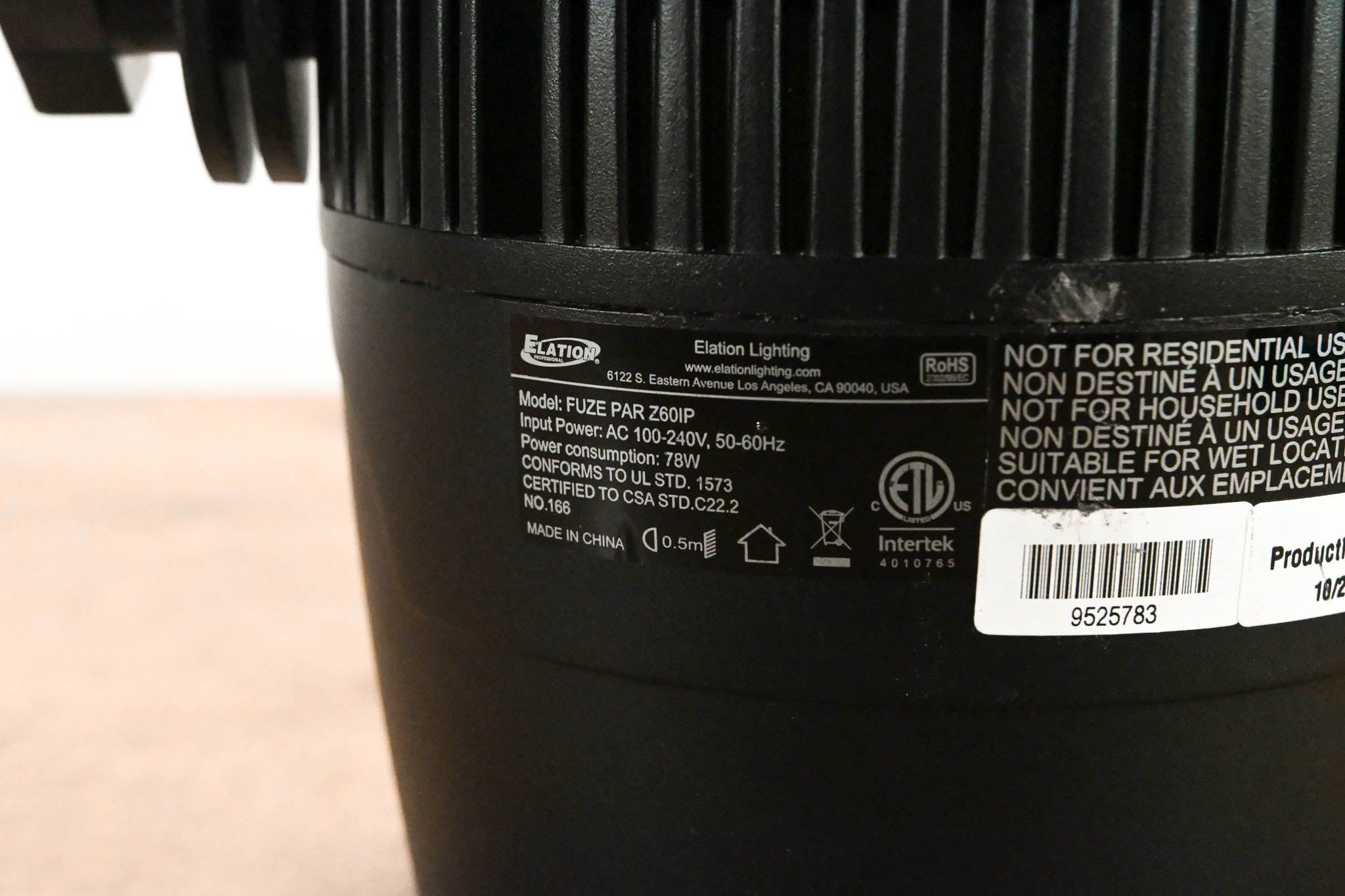 Elation FUZE PAR Z60 IP 60W RGBW LED Par with Zoom (NO POWER CABLE)