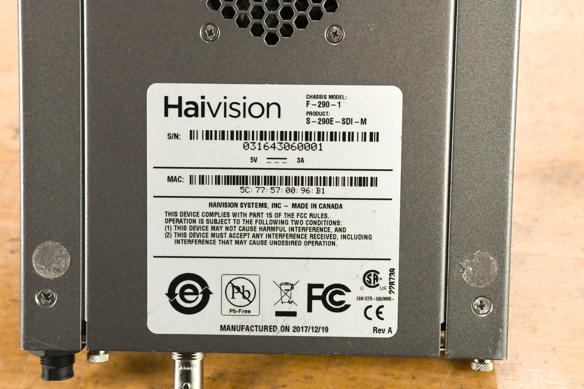 HaiVision S-290E-SDI-M Makito SDI Encoder Appliance (NO POWER SUPPLY)