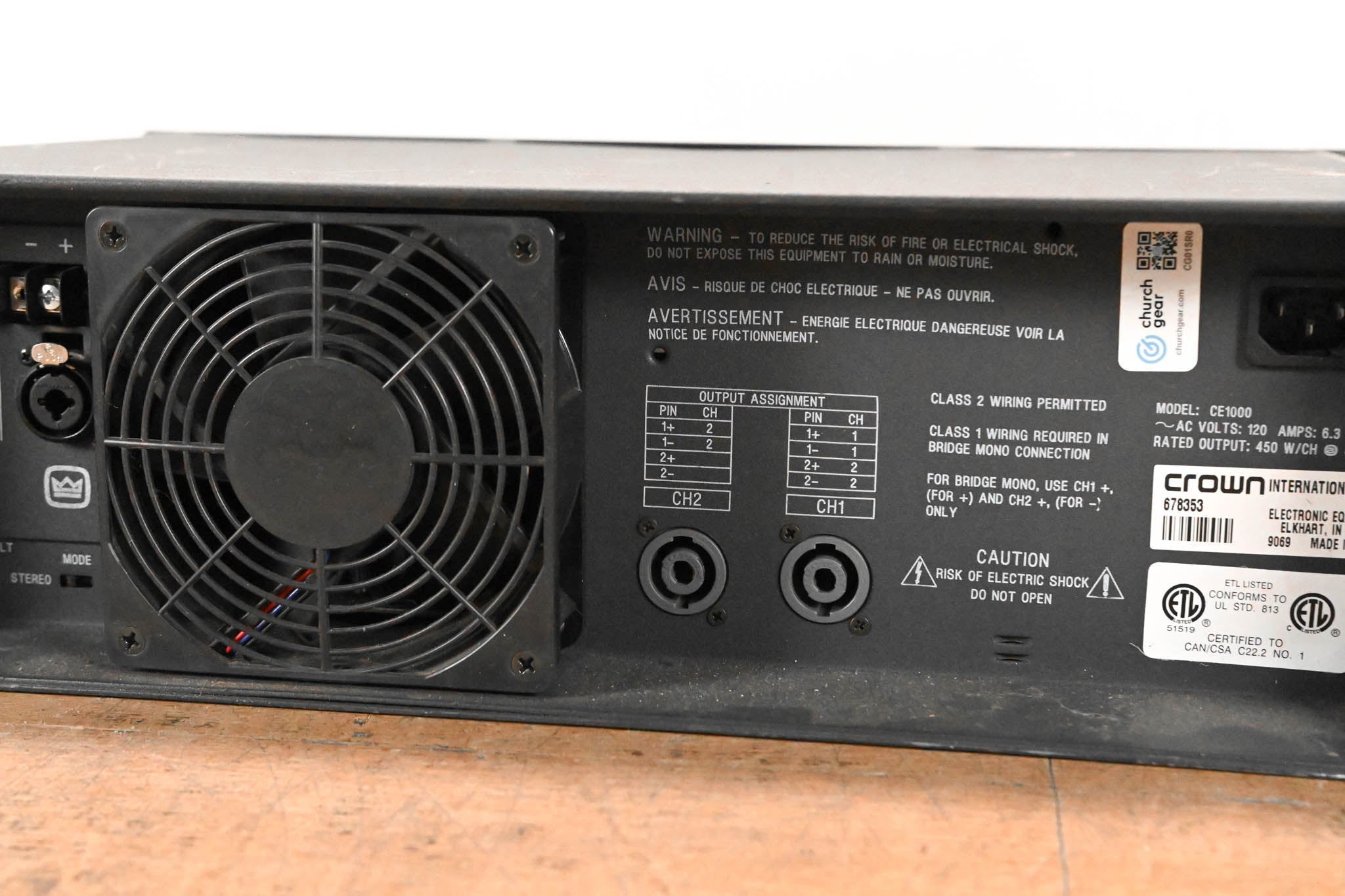 Crown CE1000 2-Channel Power Amplifier