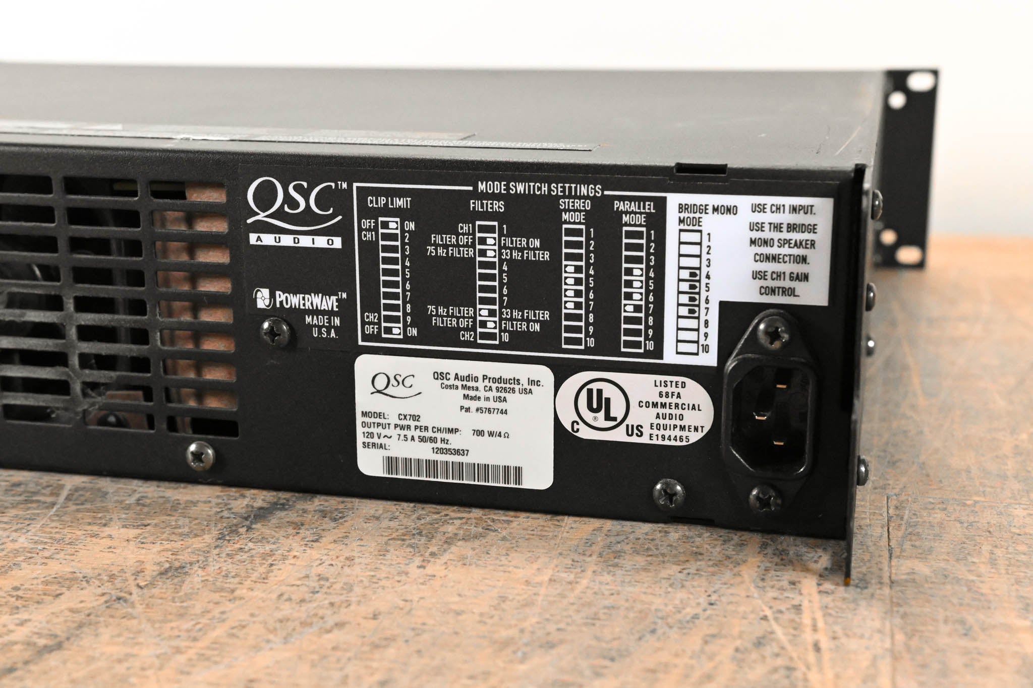 QSC CX702 2-Channel 700W Power Amplifier