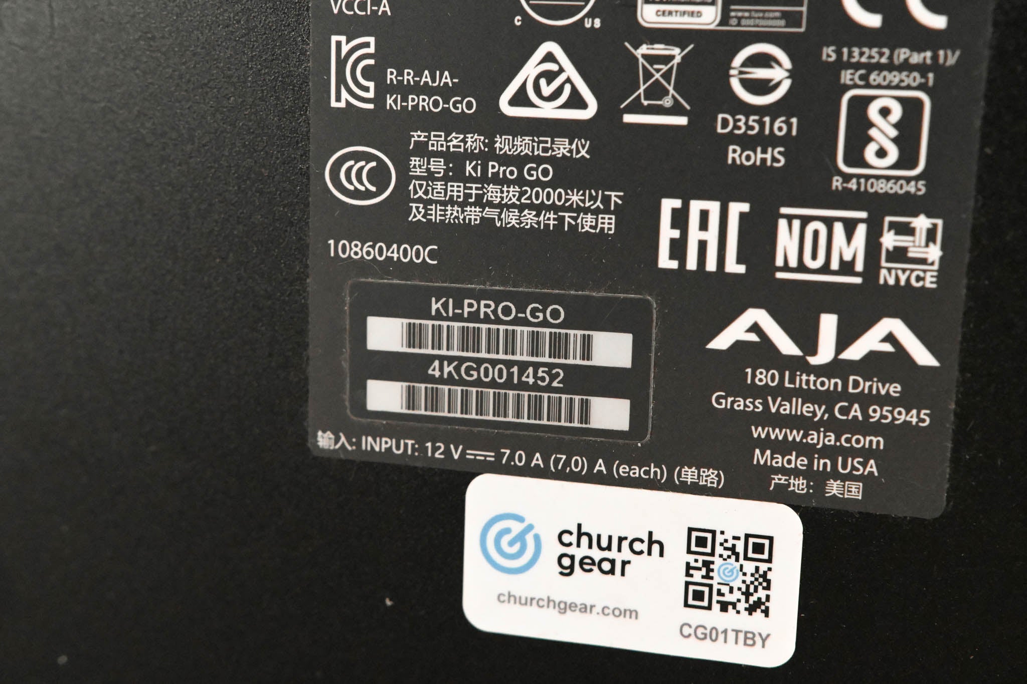 AJA Ki Pro Go Portable Multi-Channel Recorder/Player (NO POWER SUPPLY)