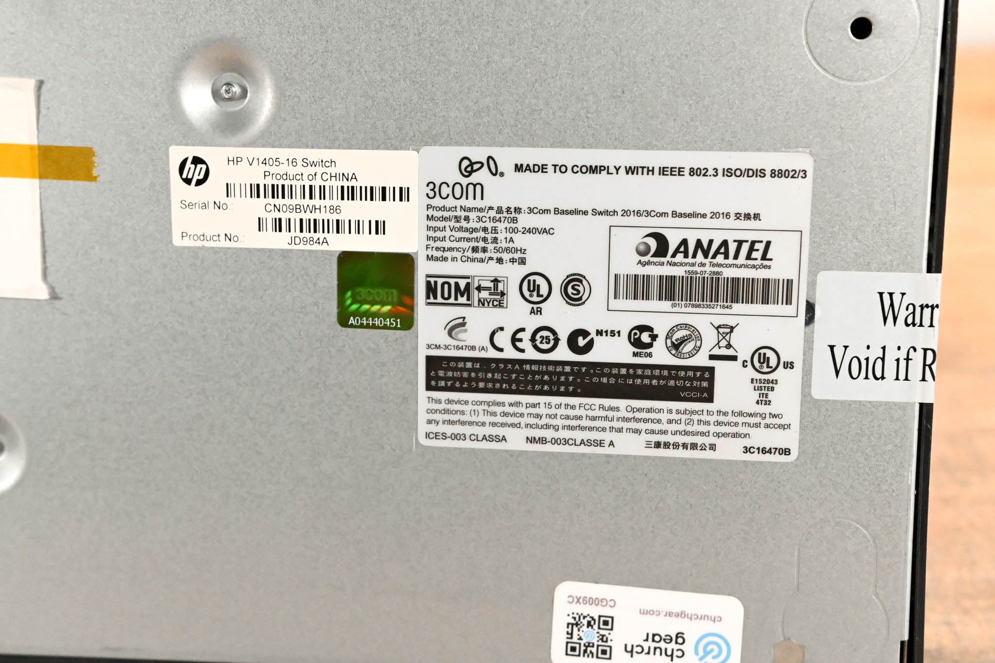 3COM 3C16470B Baseline Switch 2016 16-Port 10/100 Mbps Network Switch