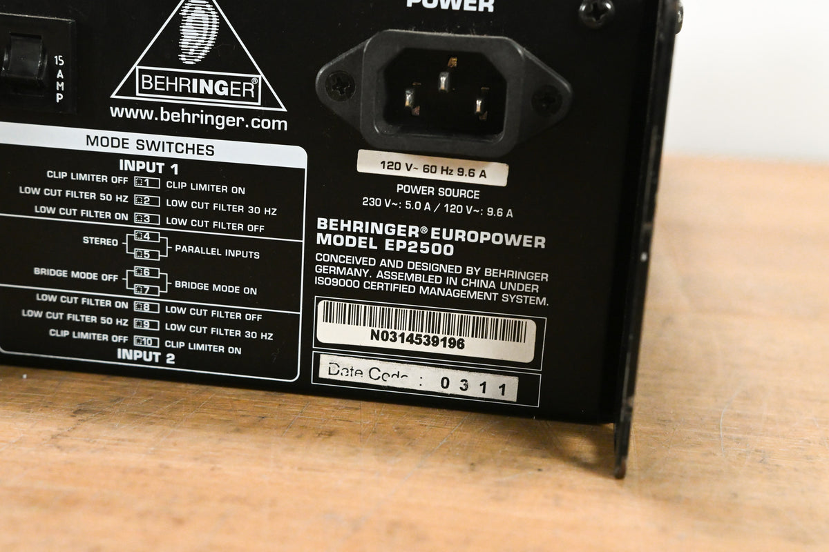 Behringer Europower EP2500 2-Channel Power Amplifier