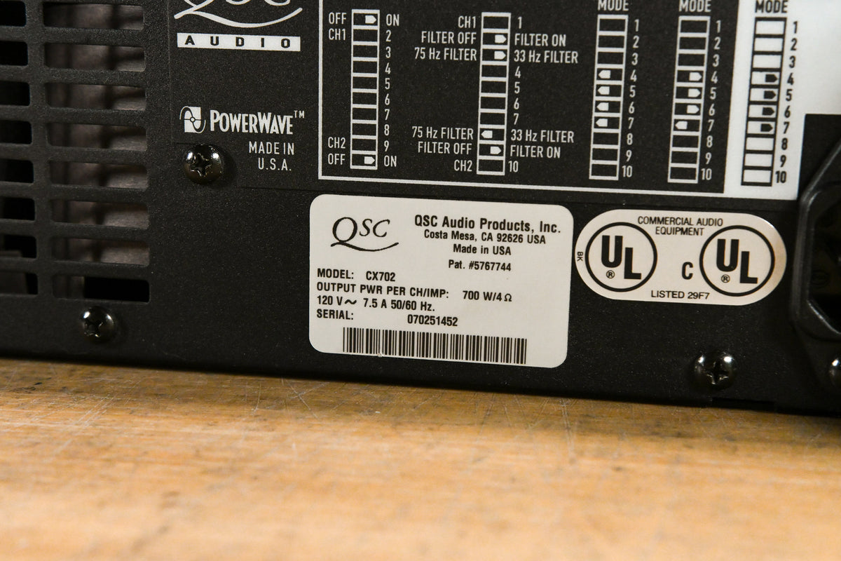 QSC CX702 2-Channel 700W Power Amplifier