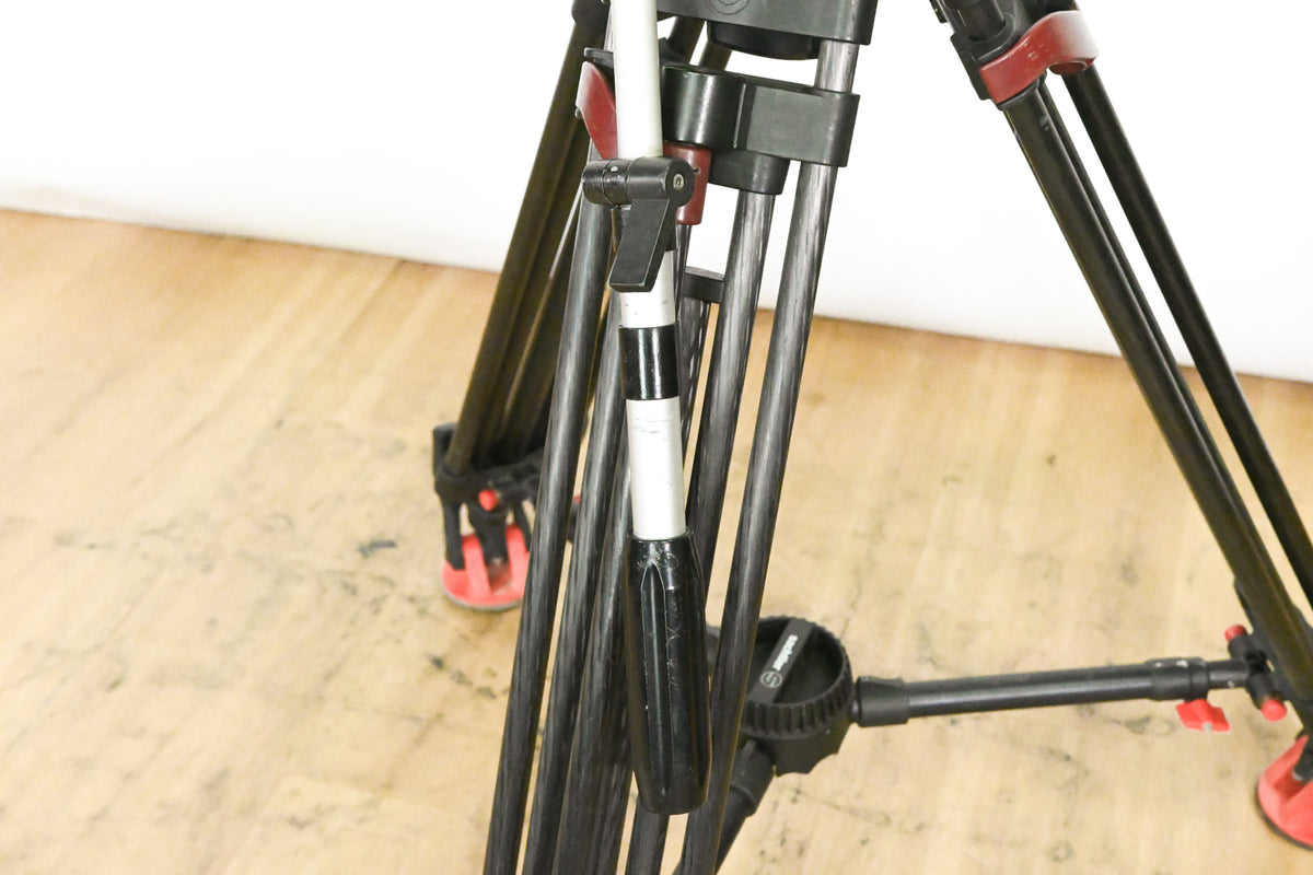 Sachtler DV-12 Fluid Head w/ Speed Lock CF Tripod & Mid-Level Spreader
