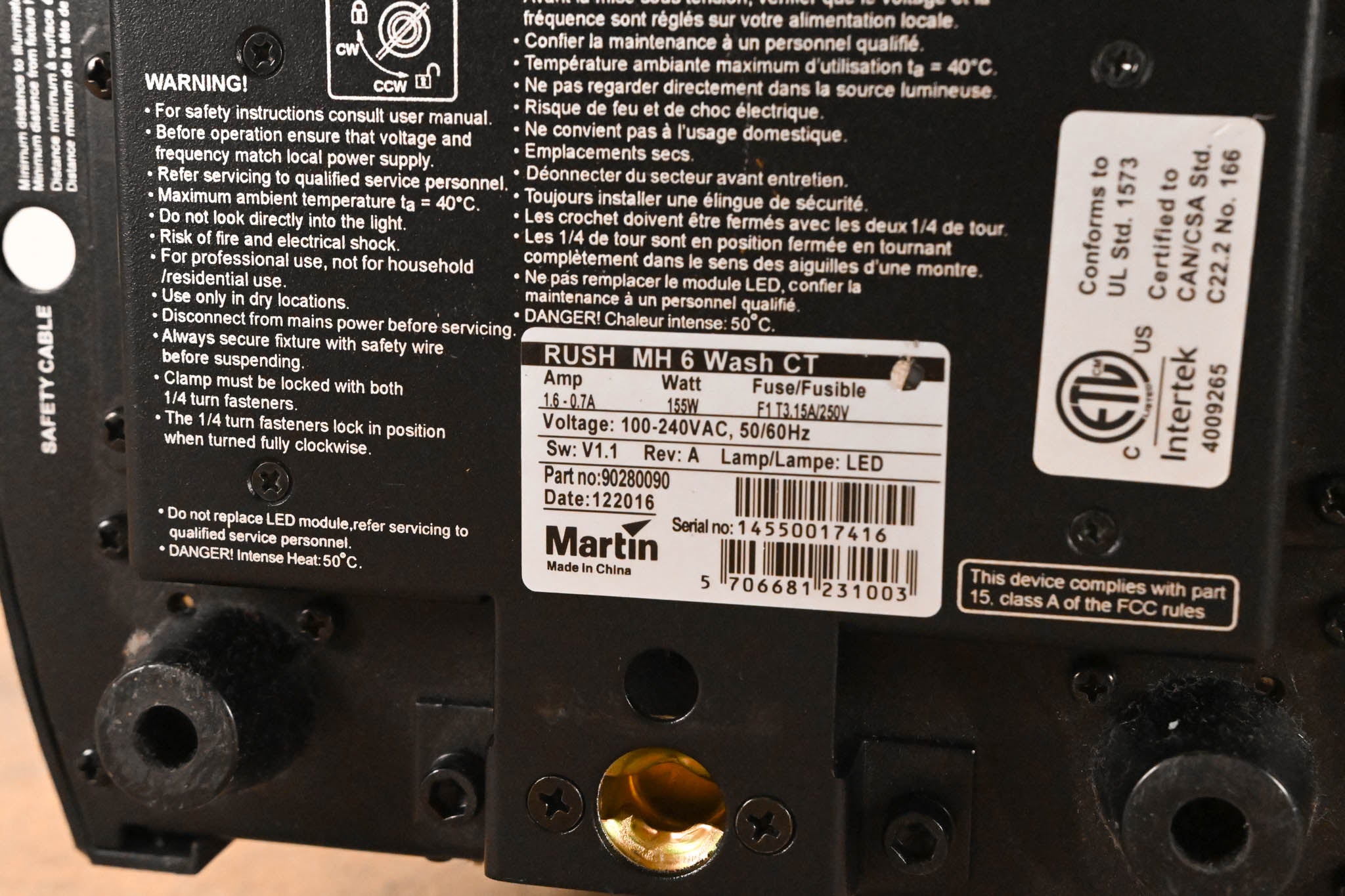 Martin Lighting Rush MH 6 Wash CT Single Lens Moving Head Wash Light