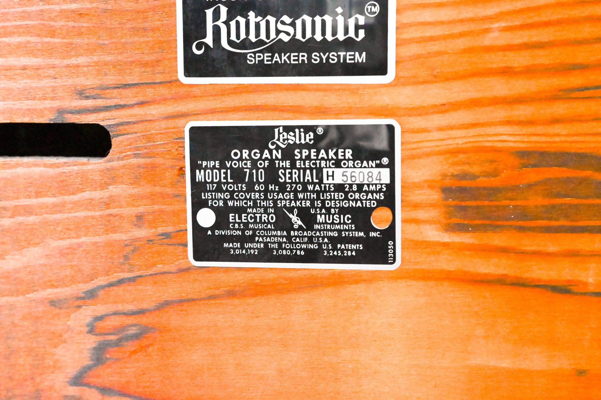 Leslie 710 Rotosonic Organ Speaker Cabinet & Cables