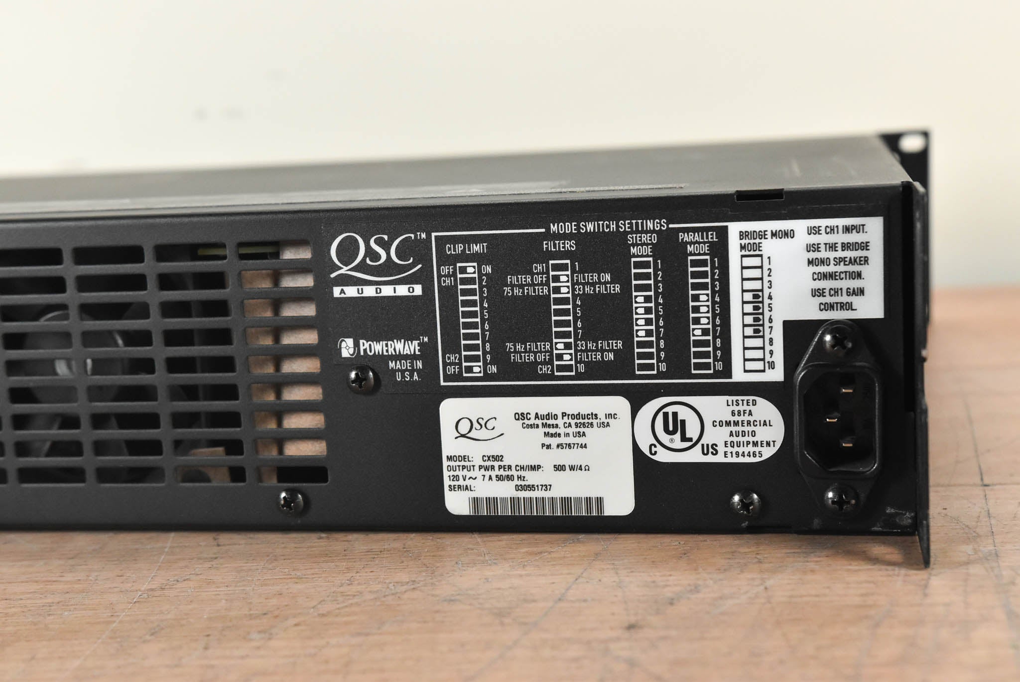 QSC CX502 2-Channel Power Amplifier