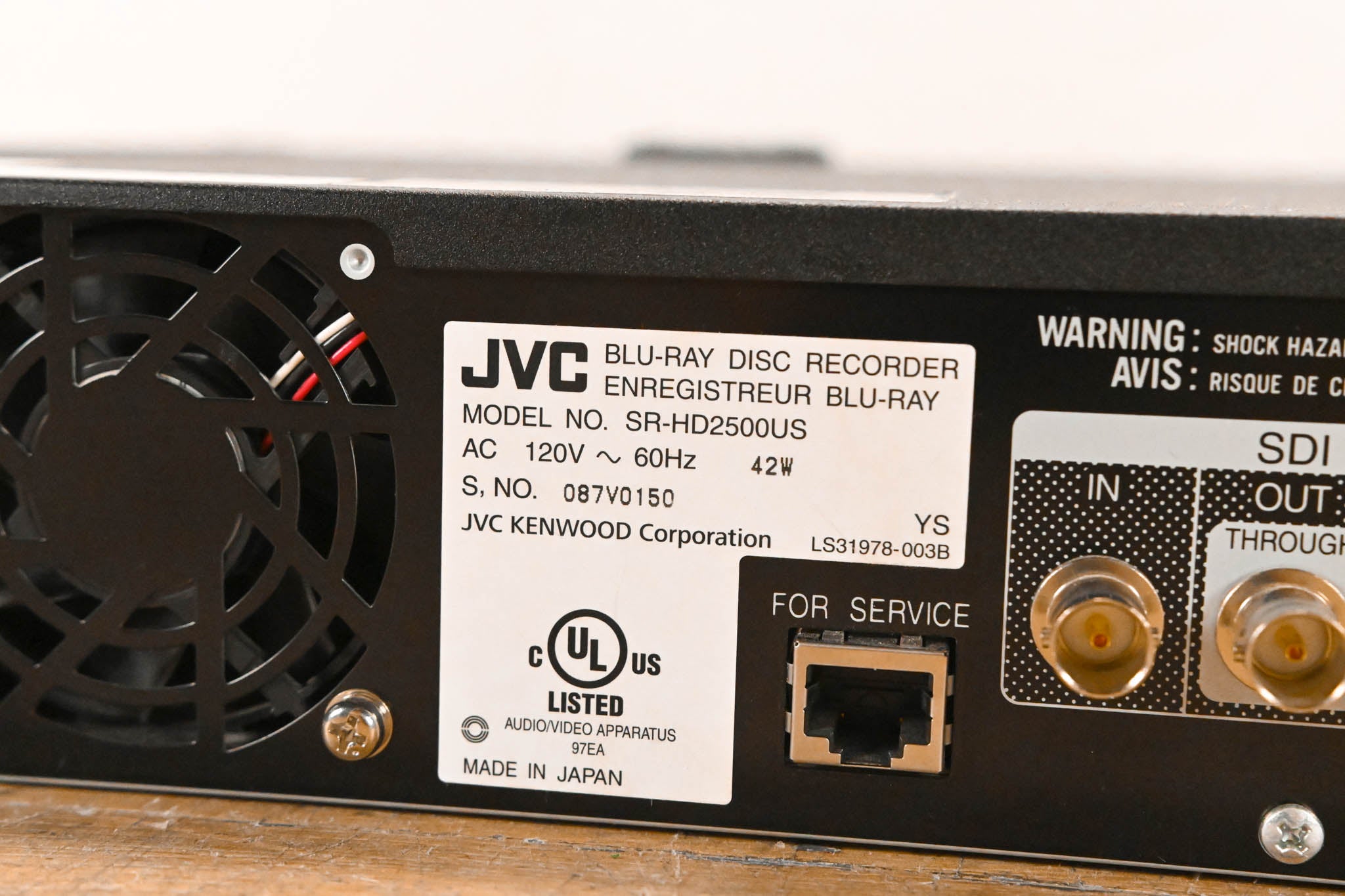 JVC SR-HD2500US Blu-Ray Disc & HDD Recorder with HD-SDI