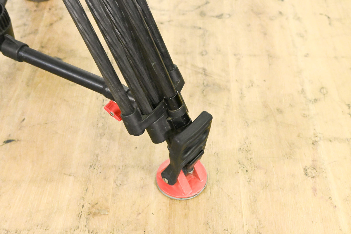 Sachtler DV-12 Fluid Head w/ Speed Lock CF Tripod & Mid-Level Spreader