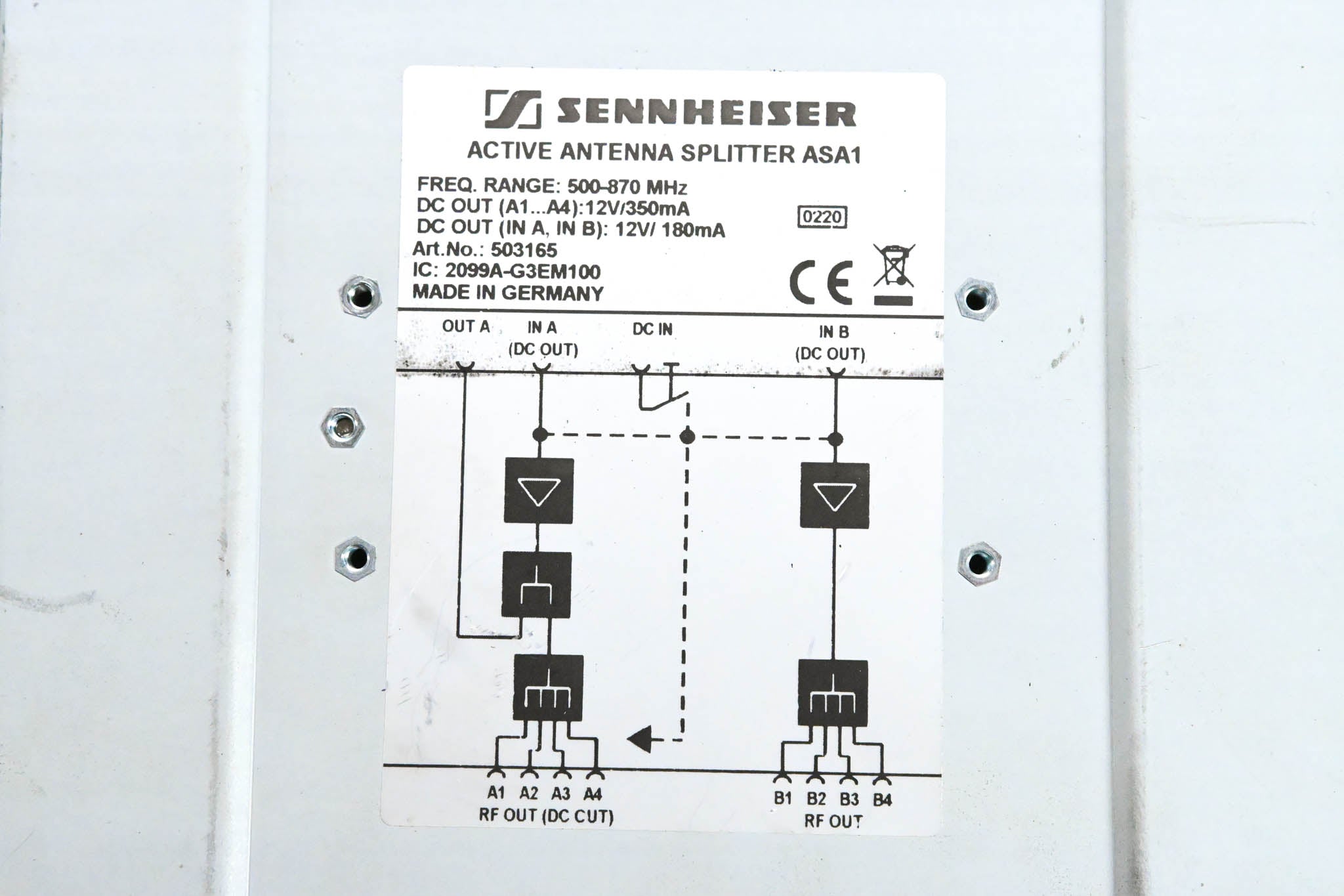 Sennheiser ASA 1 Active Antenna Splitter - 500-870 MHz (NO POWER SUPPLY)