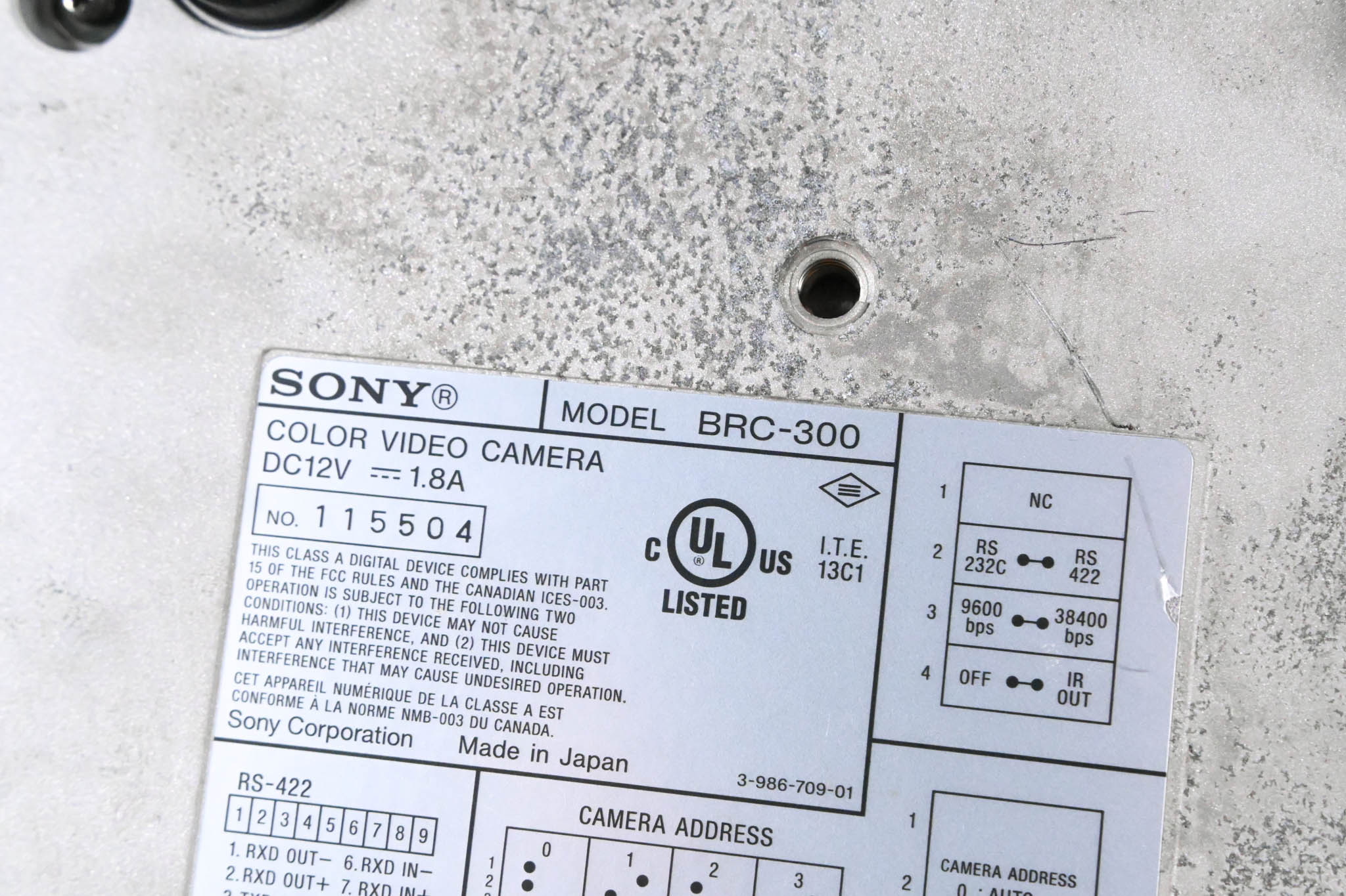 Sony BRC-300 1/4" 3-CCD PTZ Color Video Camera (NO POWER SUPPLY)