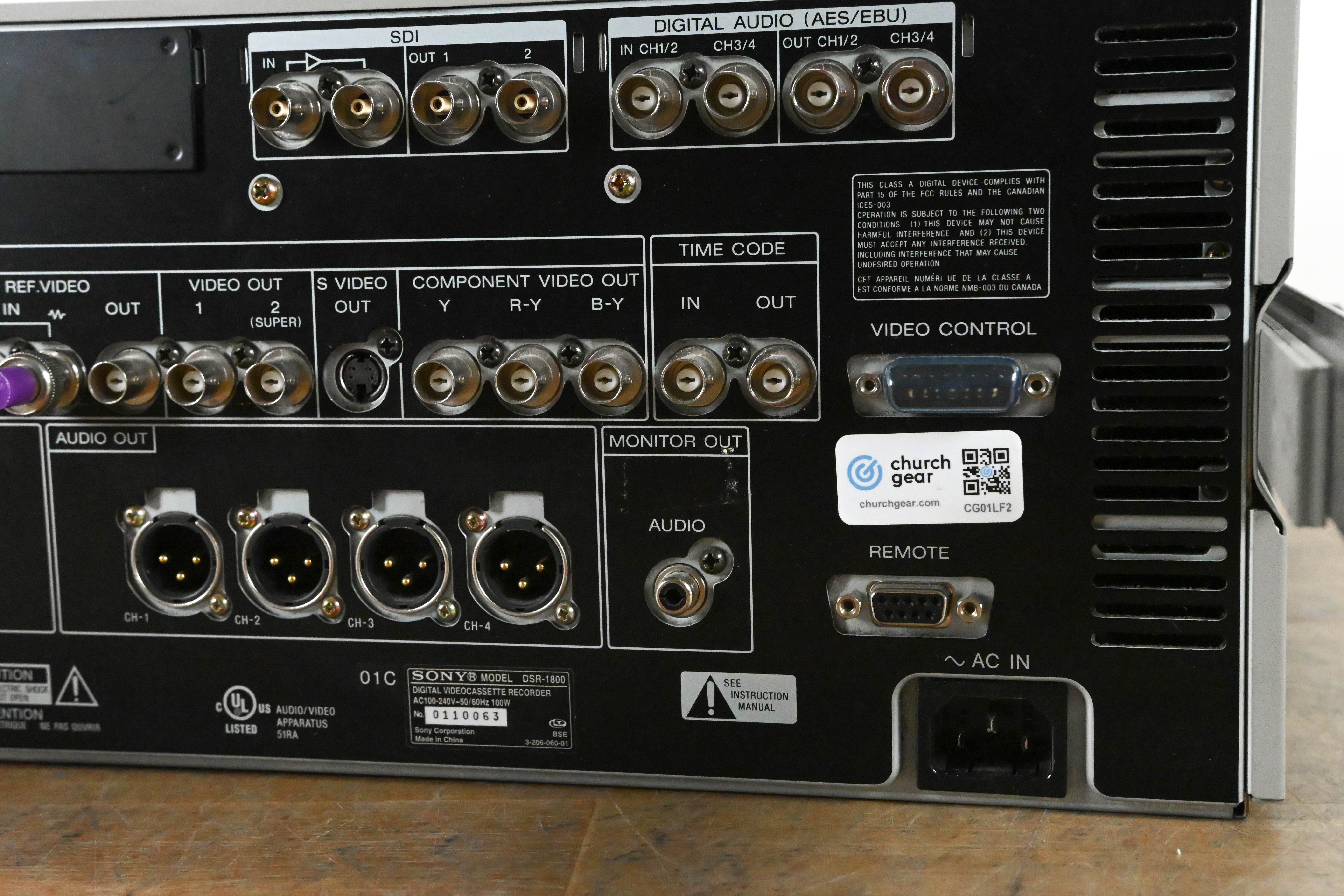 Sony DSR-1800 Digital Videocassette Recorder