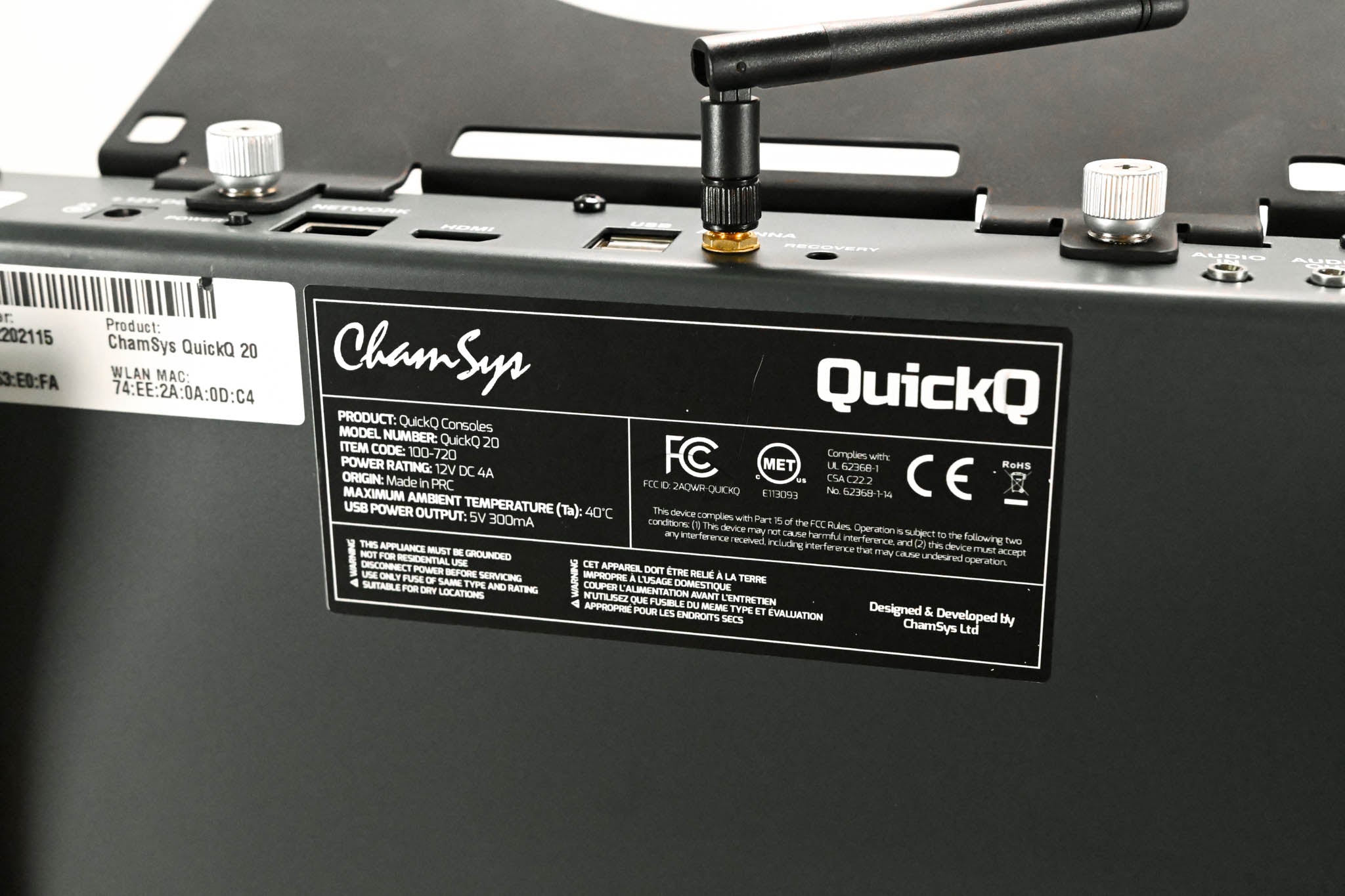 ChamSys QuickQ 20 Compact 2-Universe Lighting Control Console (NO PSU)