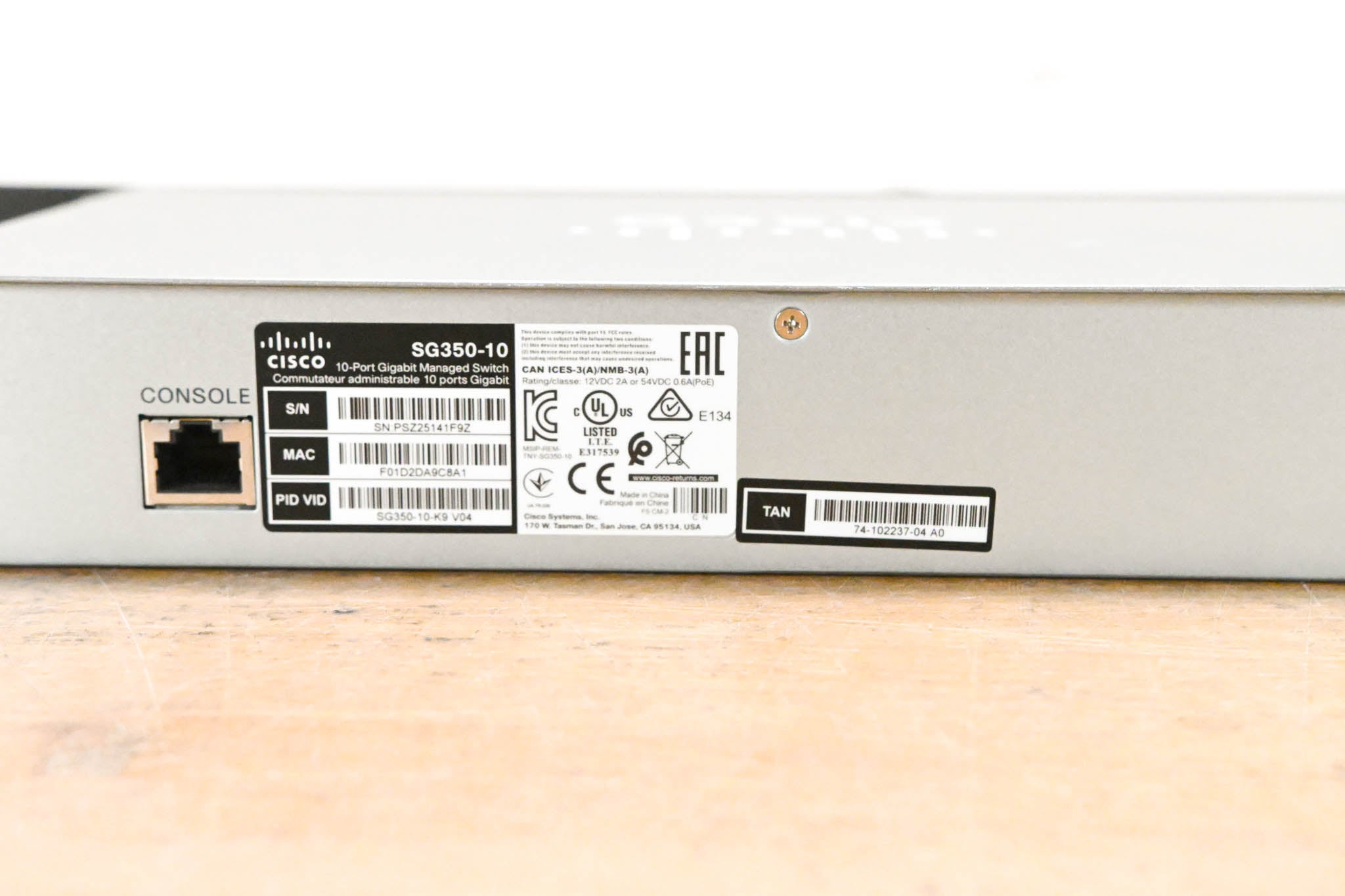 Cisco SG350-10 10-Port Gigabit Managed Switch (NO POWER SUPPLY)