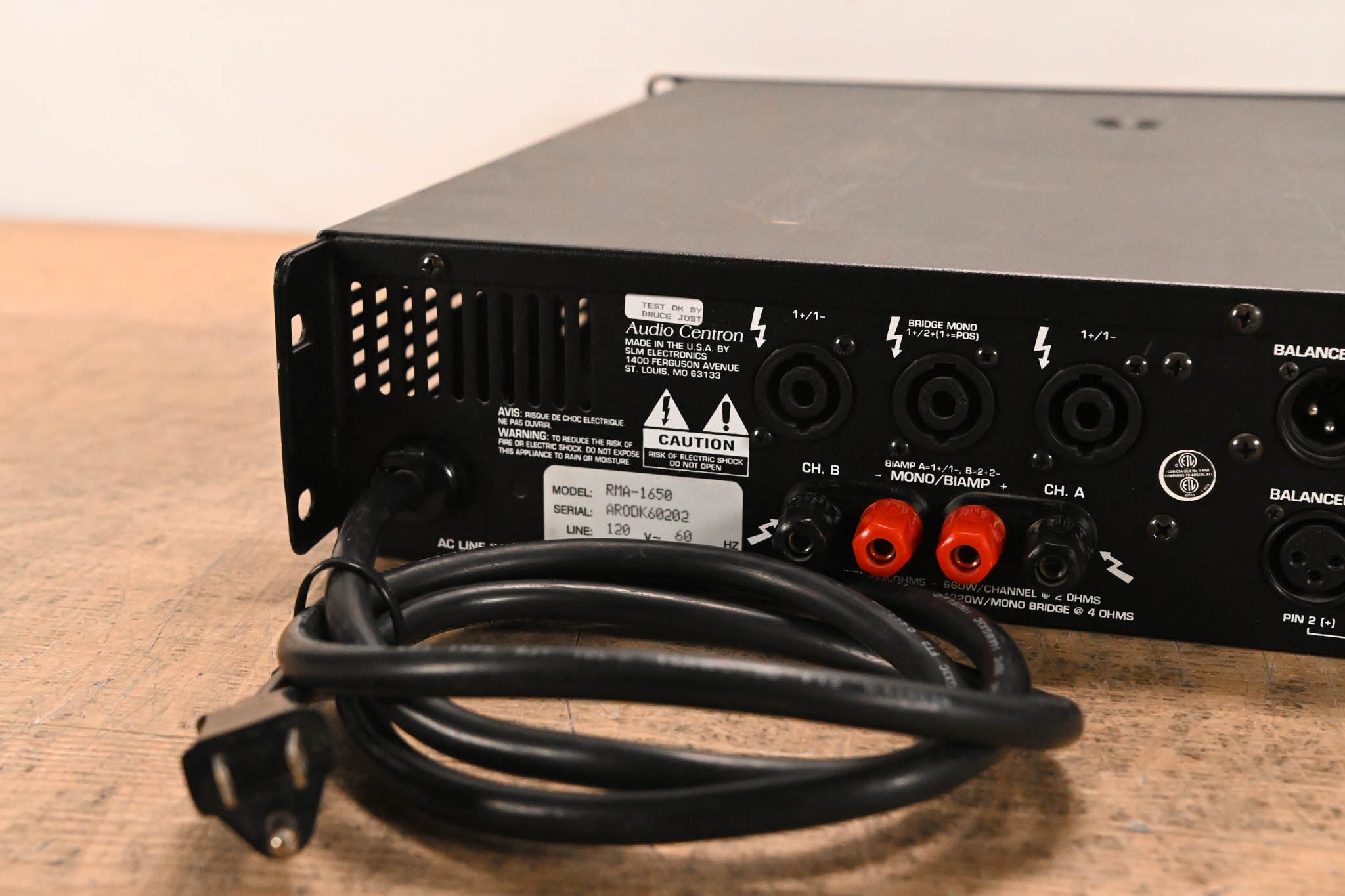 Audio-Centron RMA-1650 1300W Stereo Power Amplifier