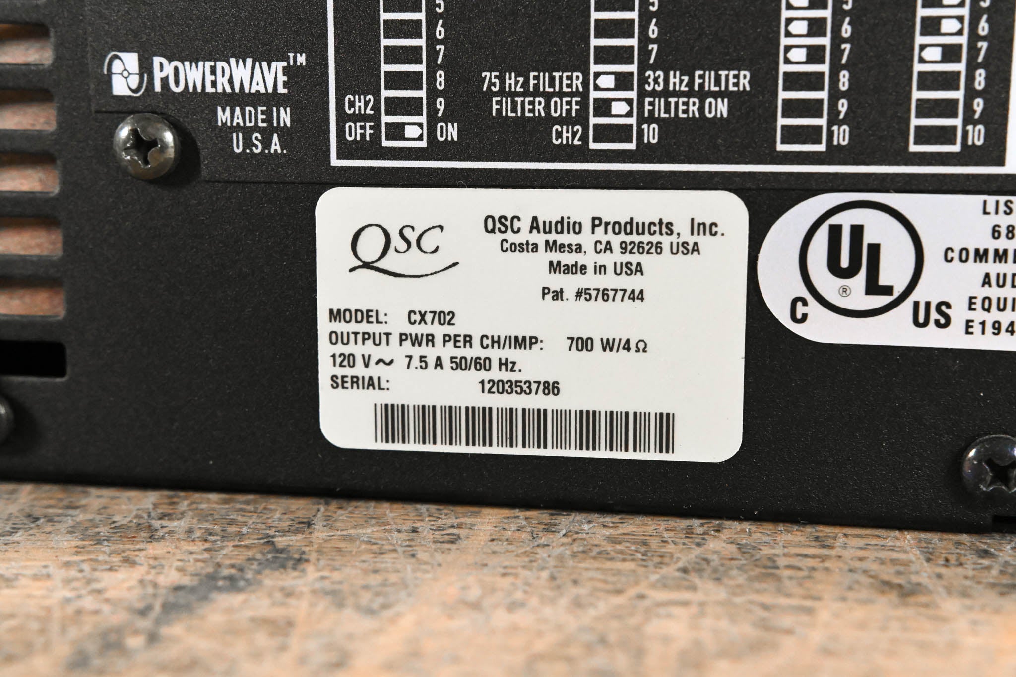 QSC CX702 2-Channel 700W Power Amplifier