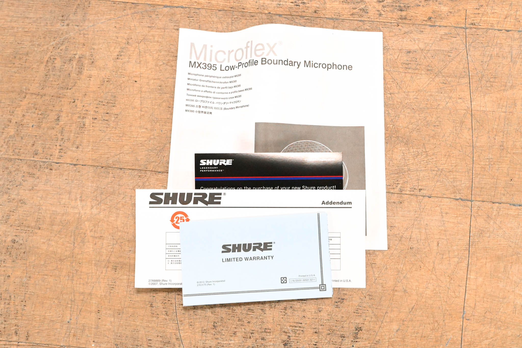 Shure MX395W/O Microflex Low Profile Boundary Microphone