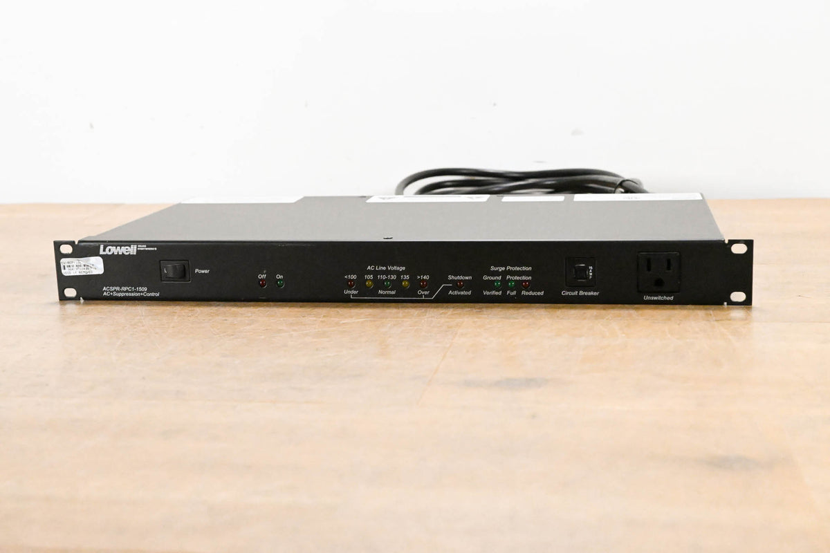 Lowell ACSPR-RPC1-1509 15A 9-Outlet 1RU Power Panel w/ Surge Protection