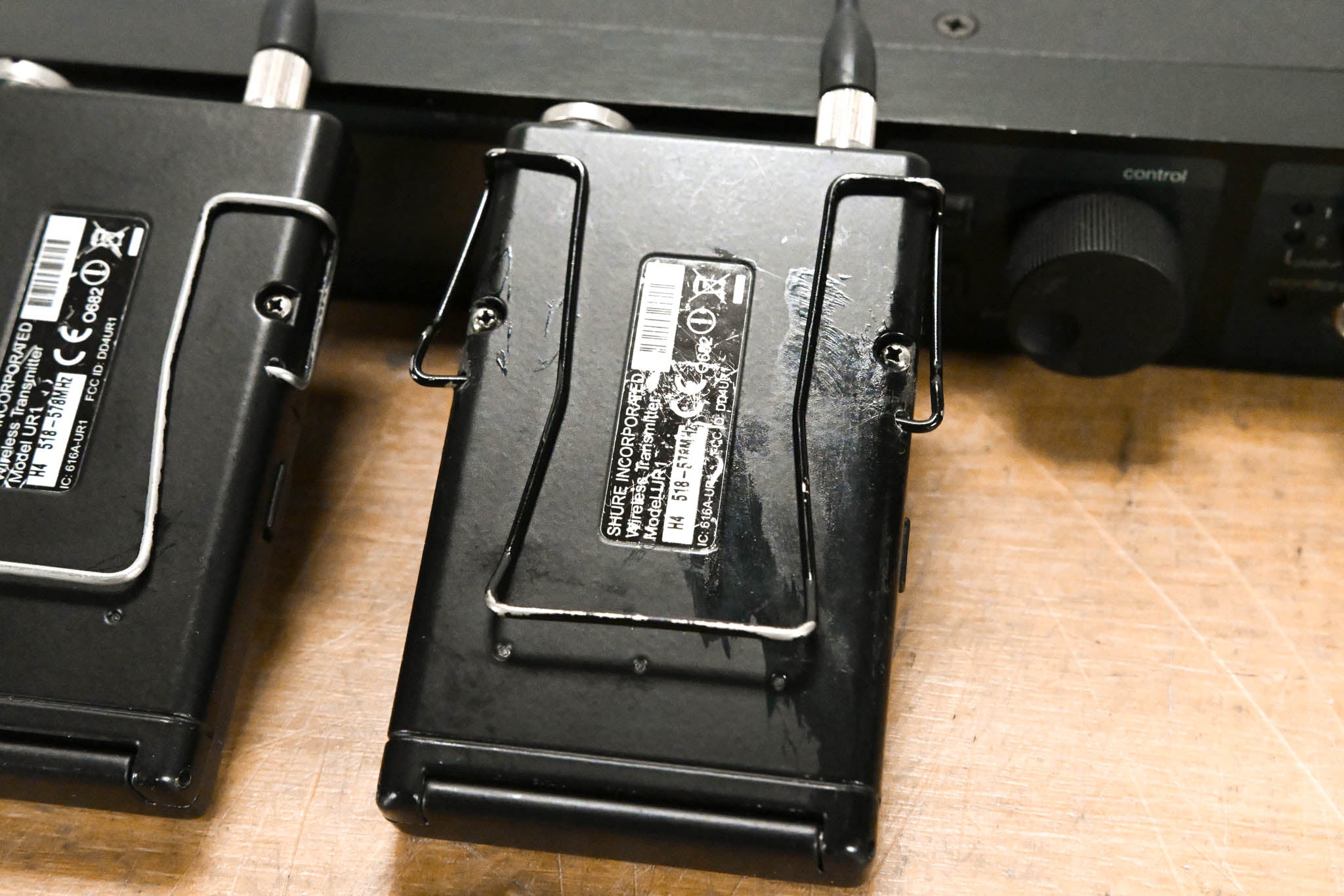 Shure UR4D Wireless Receiver w/ two UR1 Bodypack Transmitters - H4 Band