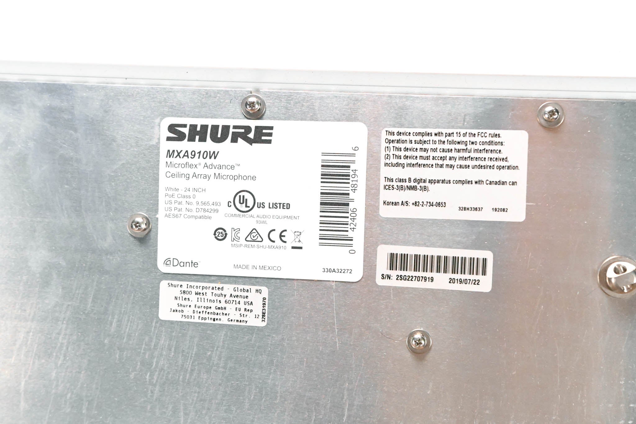 Shure MXA910W Ceiling Array Microphone
