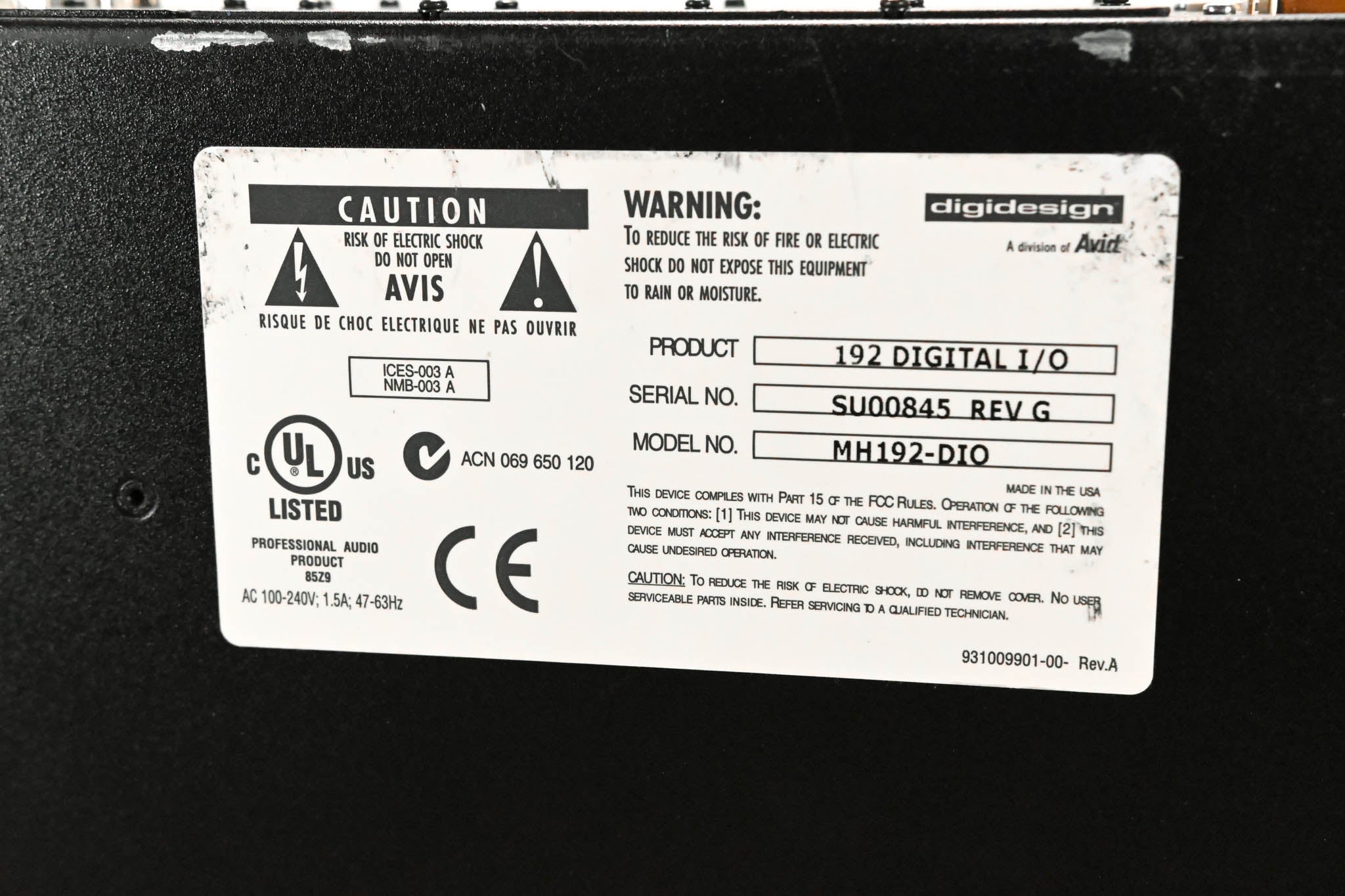 Digidesign 192 Digital I/O 16-Channel Audio Interface