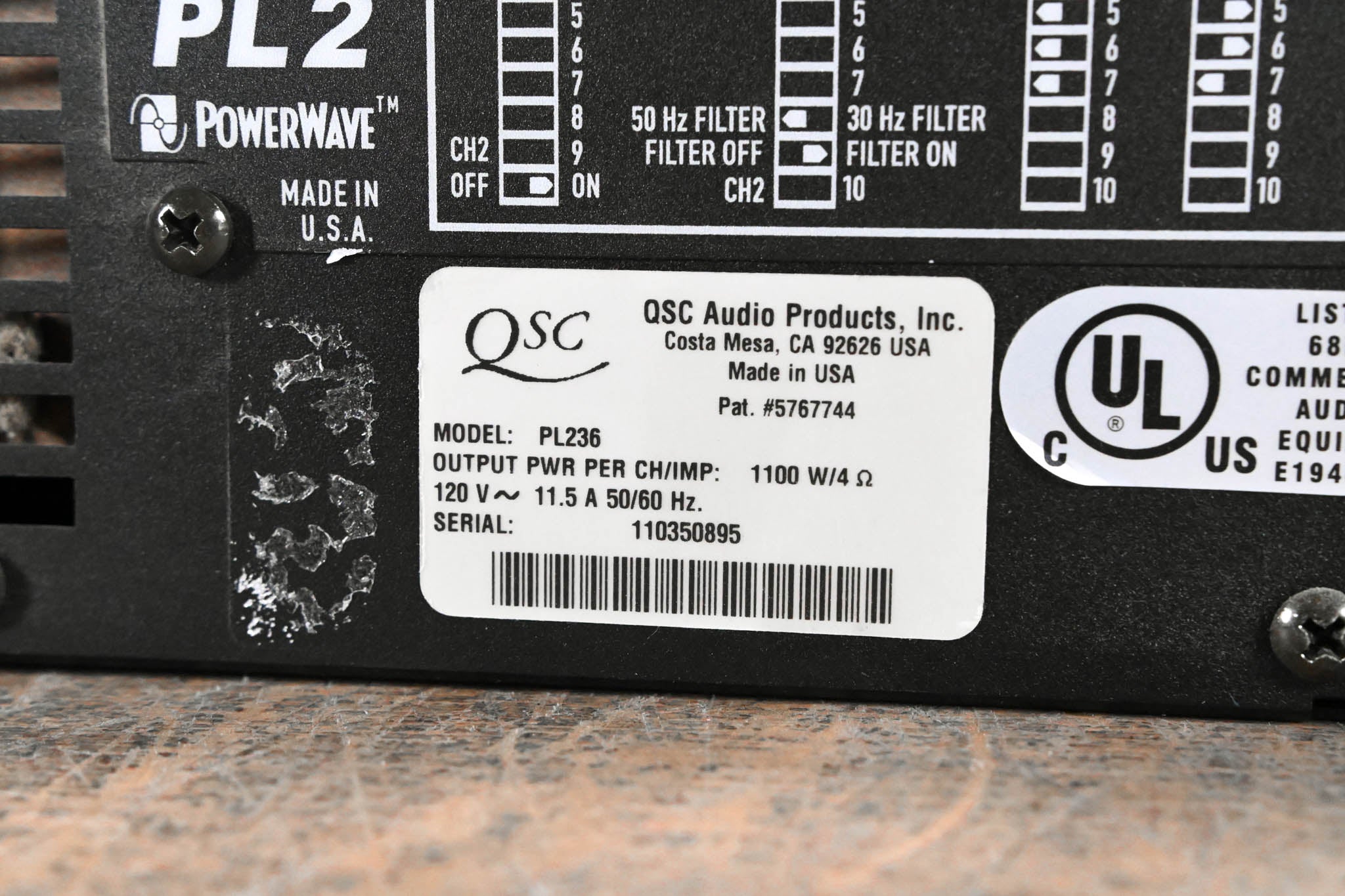 QSC PL236 PowerLight 2 Series 2-Channel Power Amplifier