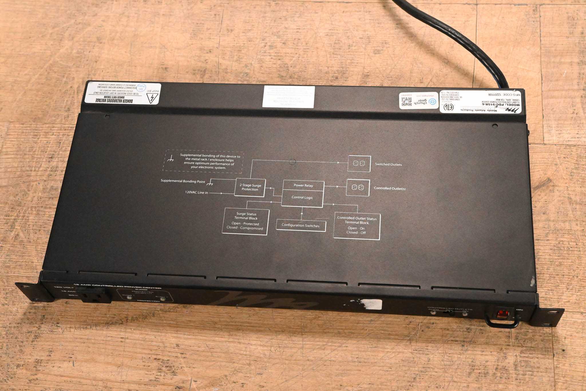 Middle Atlantic PDC-915R-6 15A Rackmount Power Strip with 9 Outlets