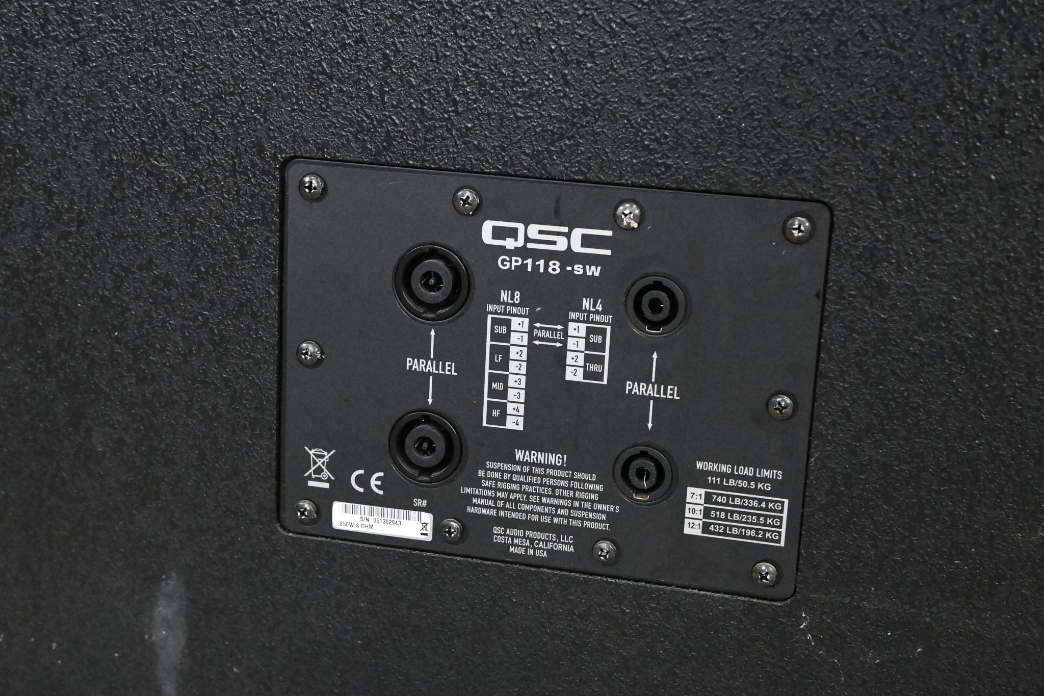 QSC GP118-SW 18" 850W Passive Subwoofer