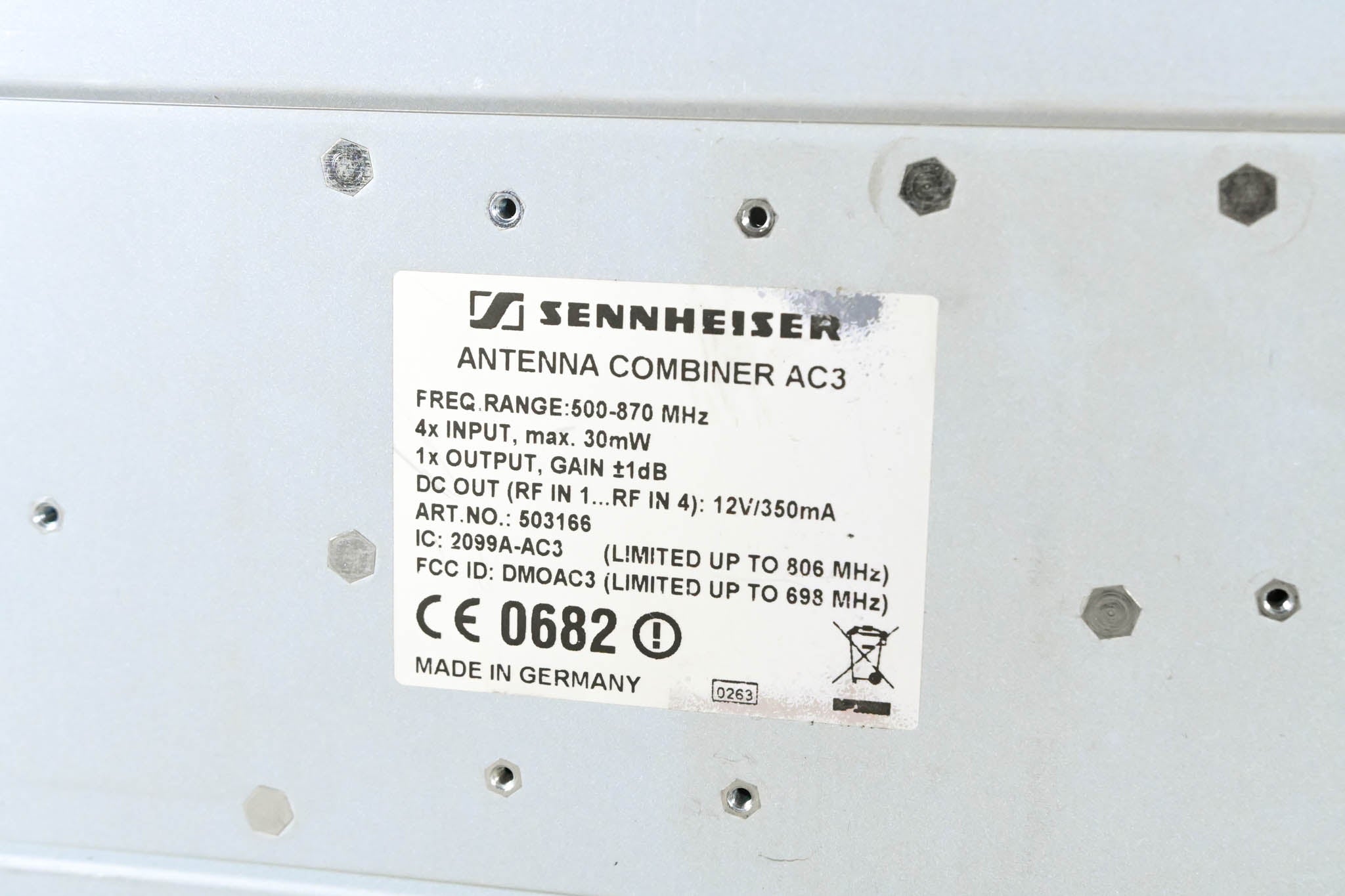 Sennheiser AC3 Antenna Combiner - 500-870 MHz (NO POWER SUPPLY)