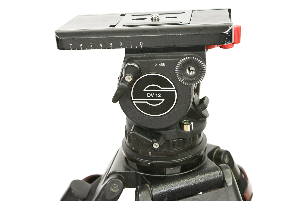 Sachtler DV-12 Fluid Head w/ Speed Lock CF Tripod & Mid-Level Spreader
