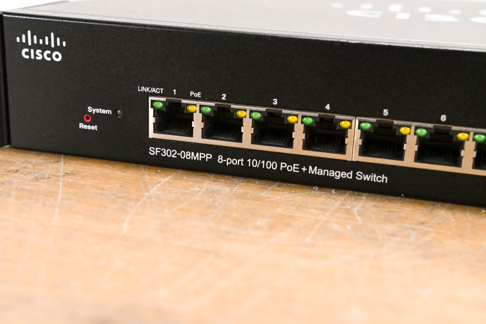 Cisco SF302-08MPP 8-Port 10/100 PoE+ Managed Switch (NO POWER SUPPLY)