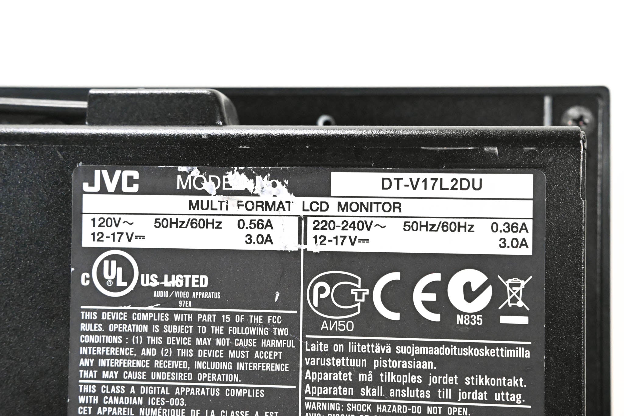 JVC DT-V17L2DU 17-inch HD LCD Broadcast Studio Monitor