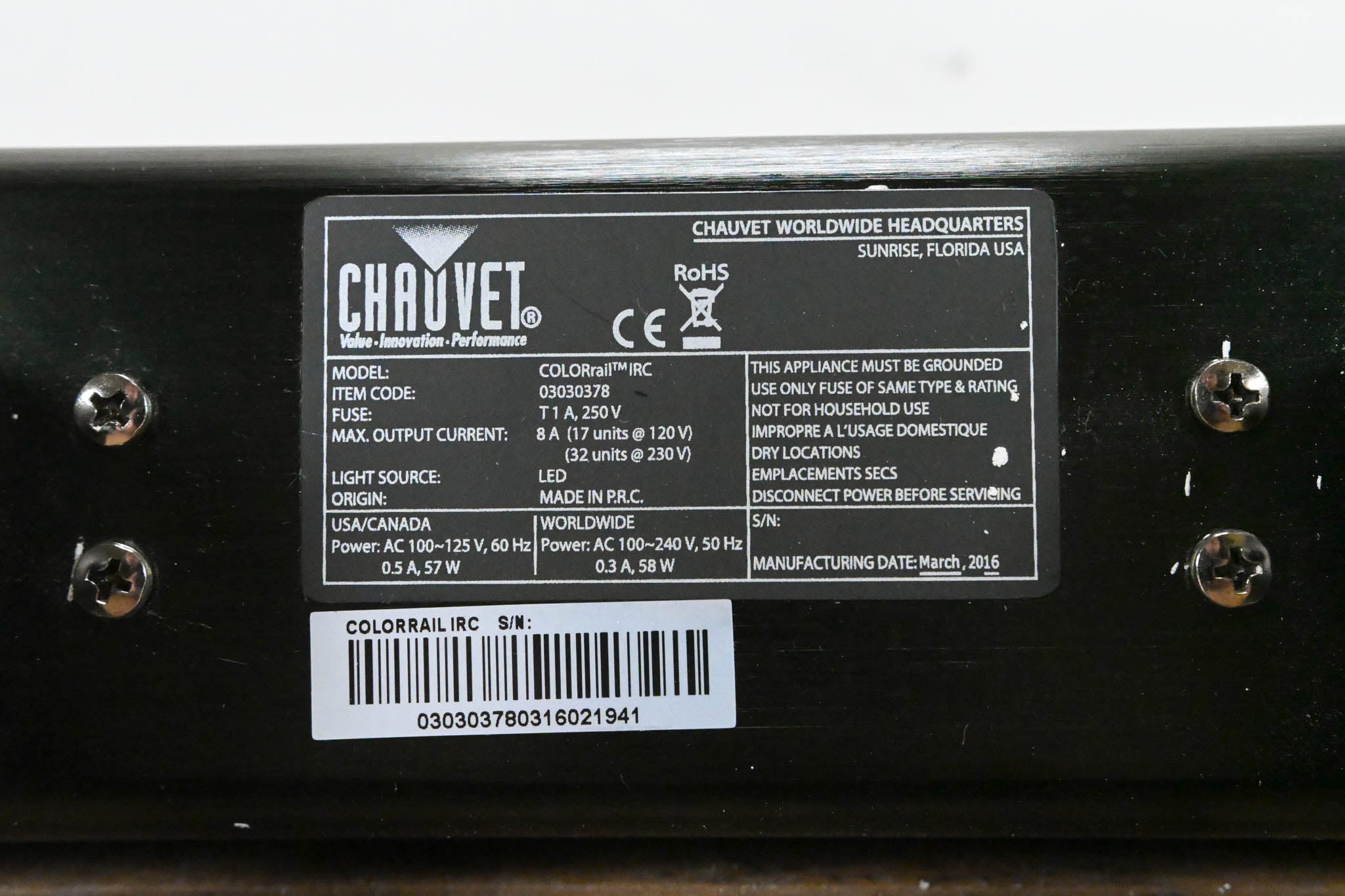 Chauvet COLORrail IRC 320x0.25W RGB LED Strip Light