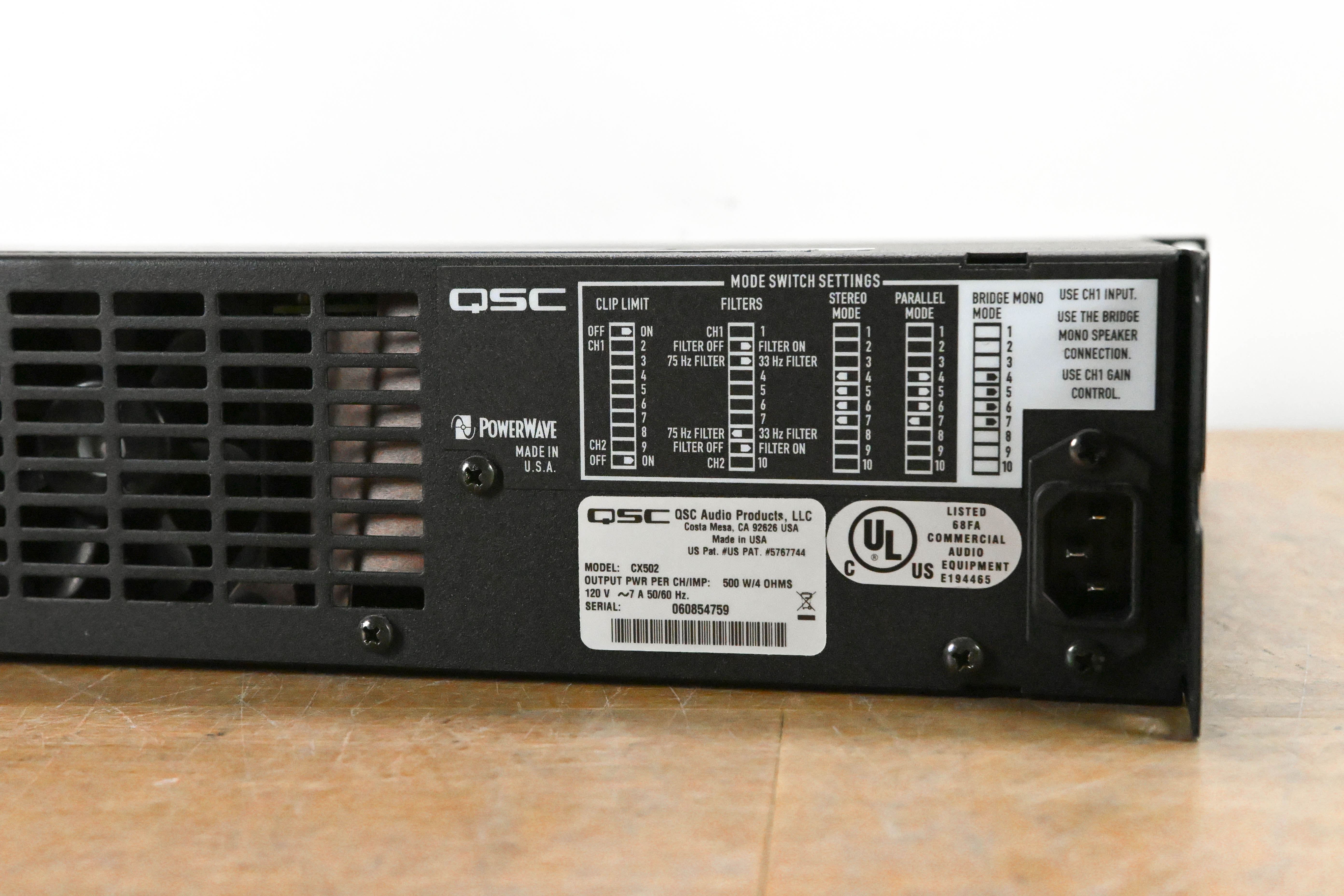QSC CX502 2-Channel Power Amplifier