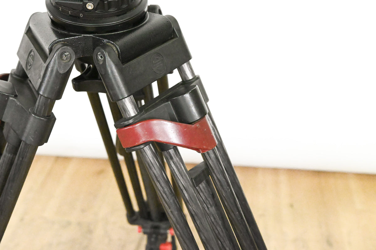 Sachtler DV-12 Fluid Head w/ Speed Lock CF Tripod & Mid-Level Spreader