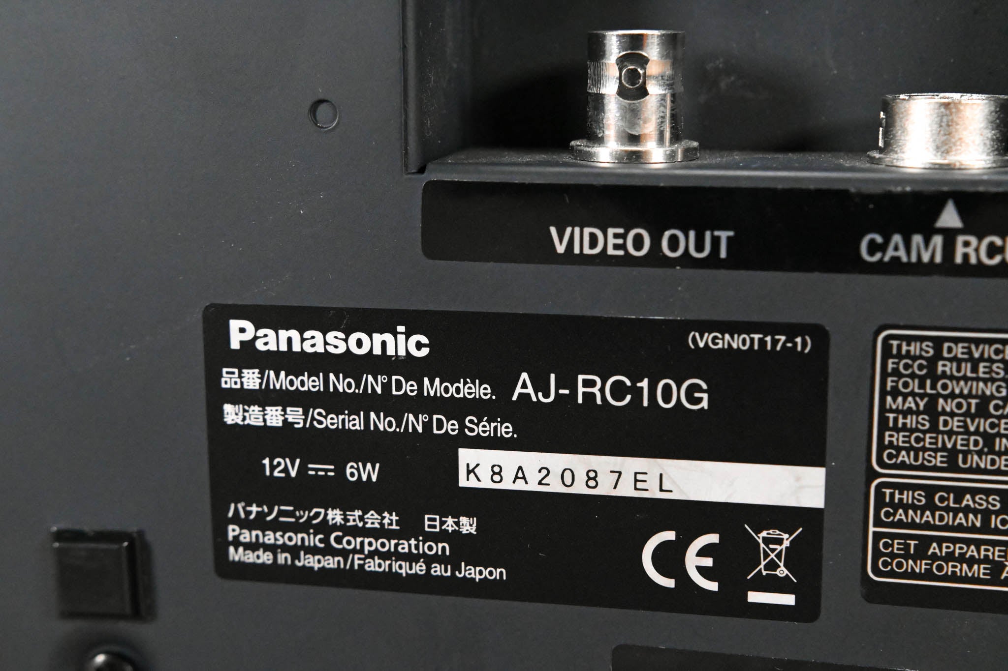 Panasonic AJ-RC10G Remote Control Unit