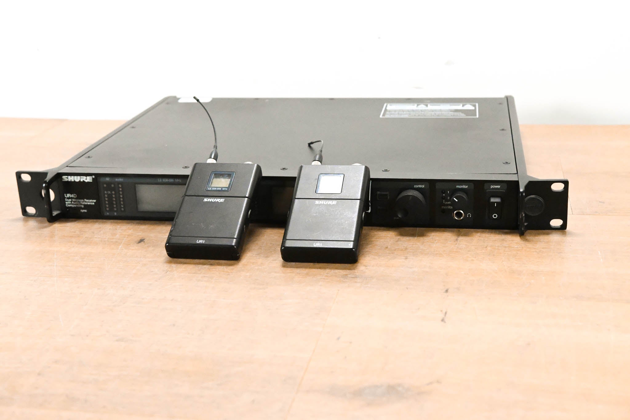 Shure UR4D Wireless Receiver w/ two UR1 Belt Packs - L3 Band