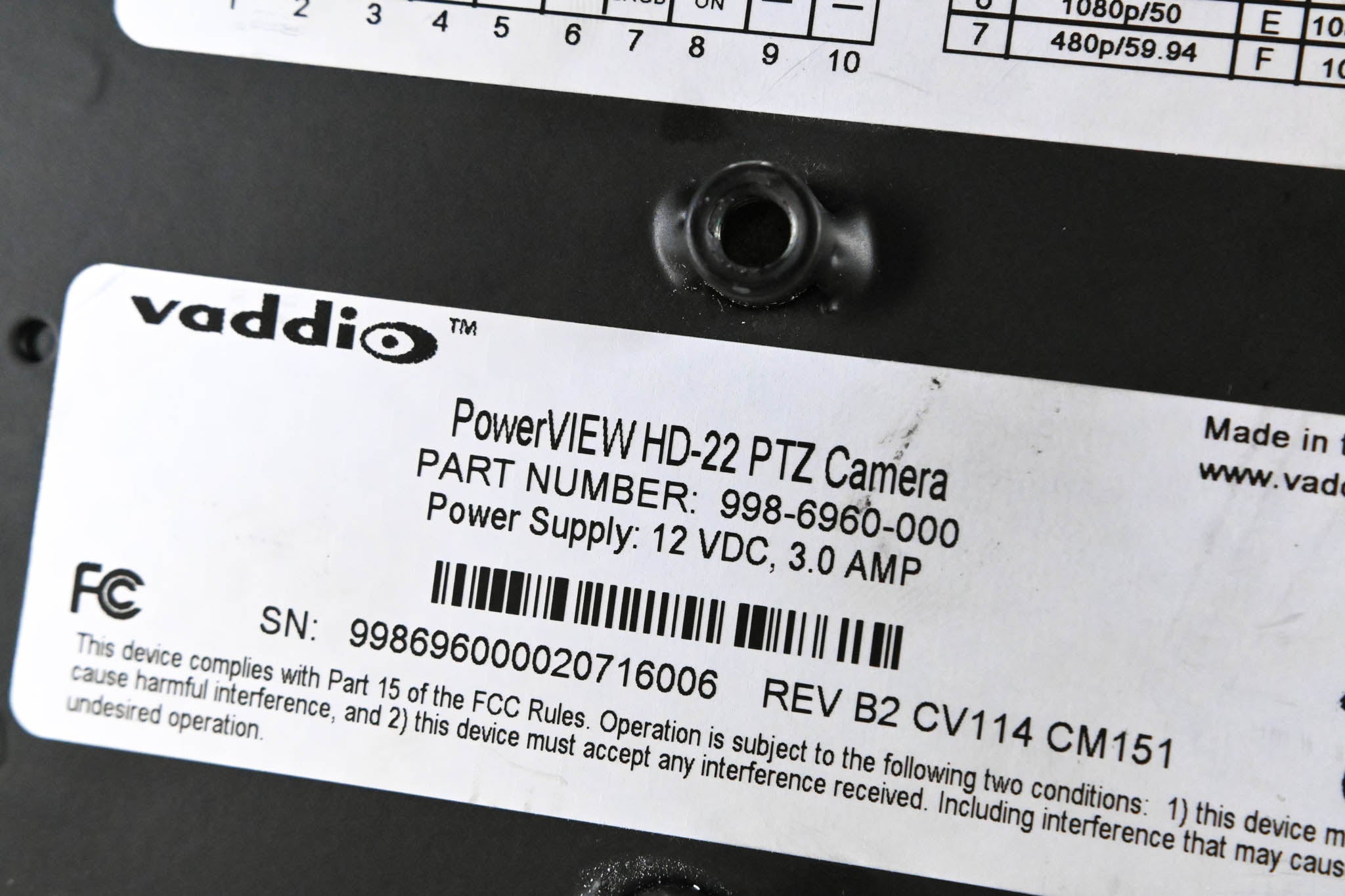 Vaddio PowerVIEW HD-22 HD Integrated Robotic PTZ Camera NO POWER SUPPLY