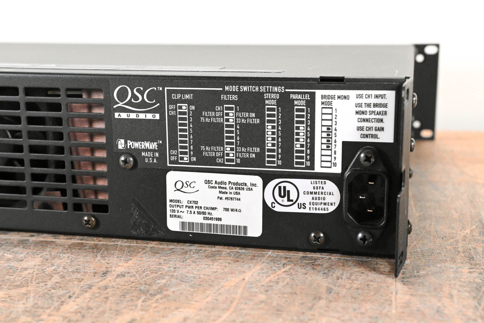 QSC CX702 2-Channel 700W Power Amplifier