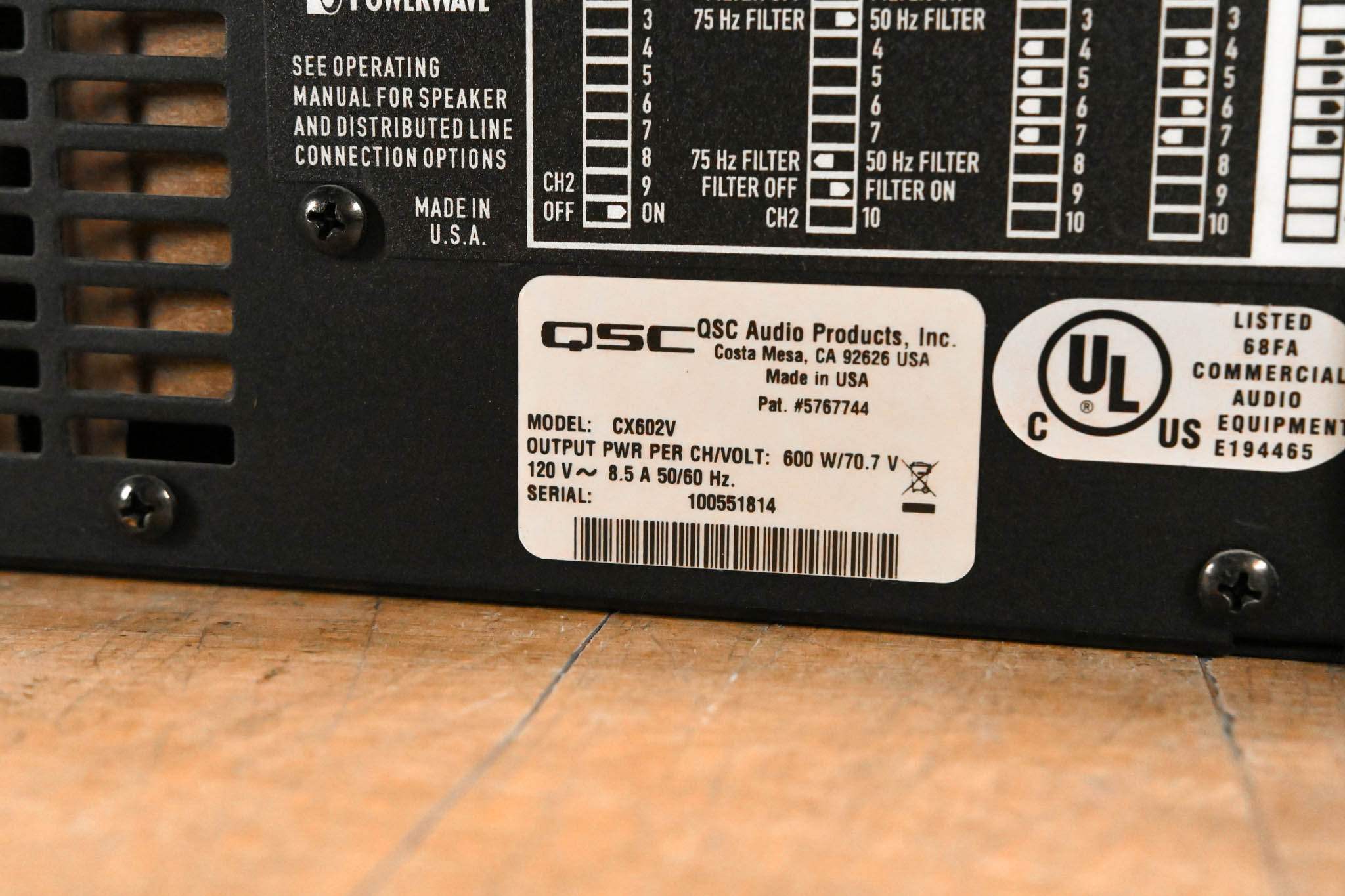 QSC CX602V 2-Channel 70V Power Amplifier