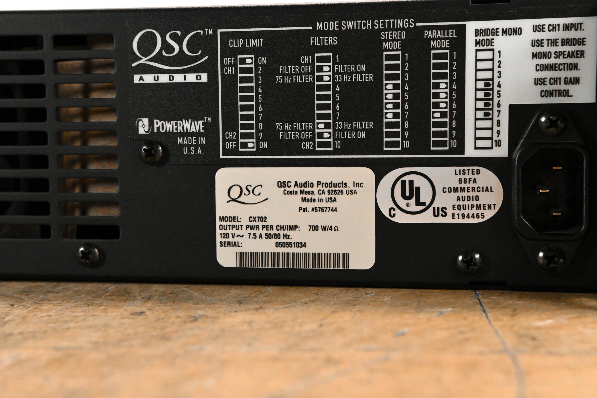 QSC CX702 2-Channel 700W Power Amplifier