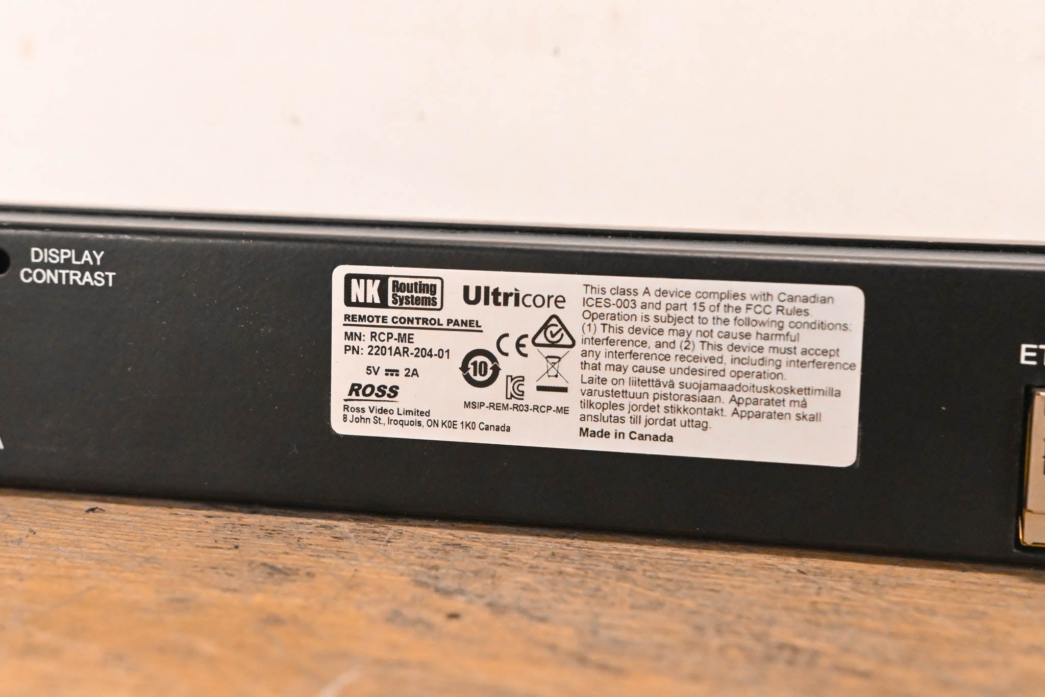 Ross Ultricore RCP-ME Remote Control Panel (NO POWER SUPPLY)