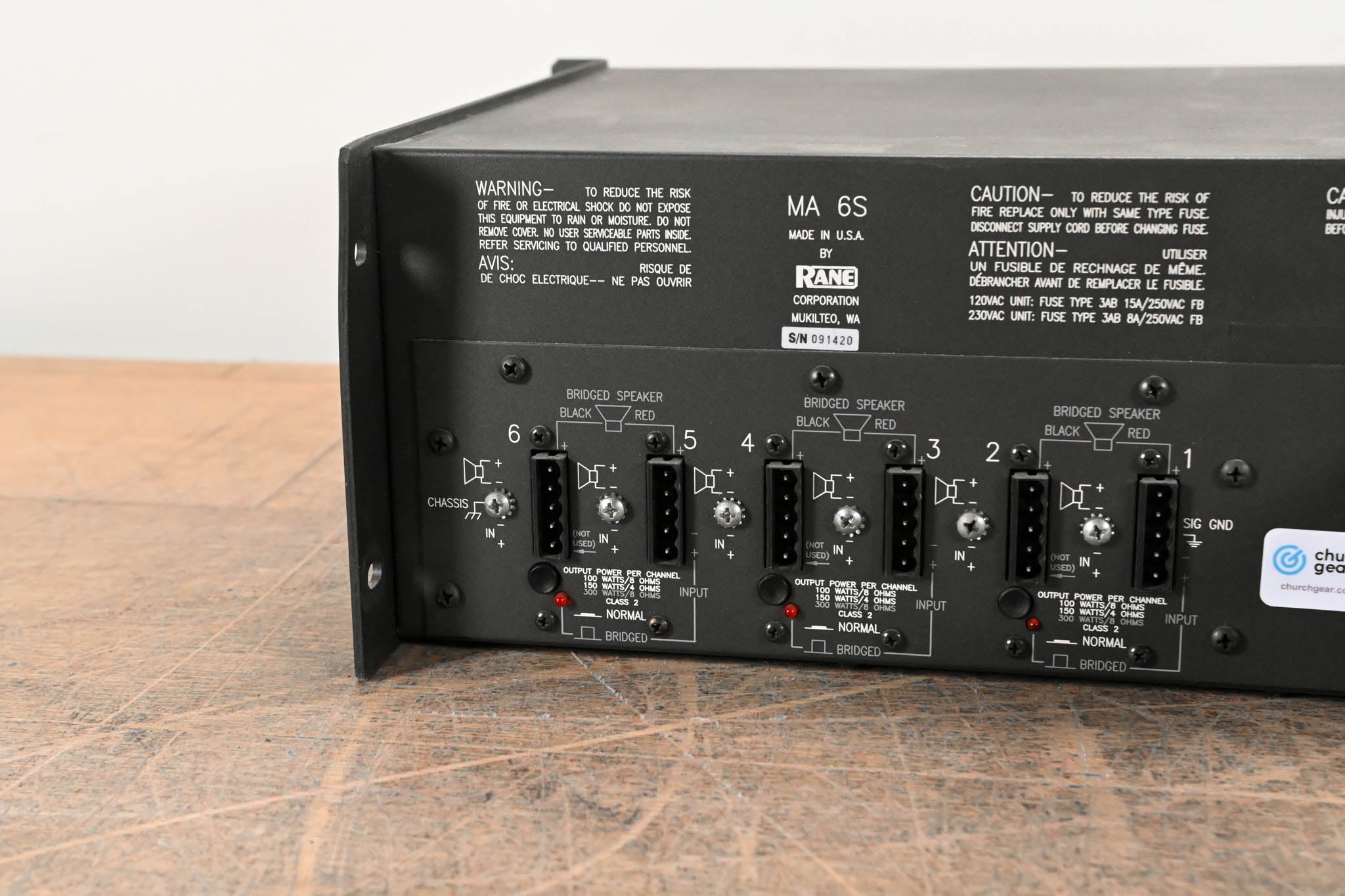 Rane MA 6S 6-Channel Power Amplifier