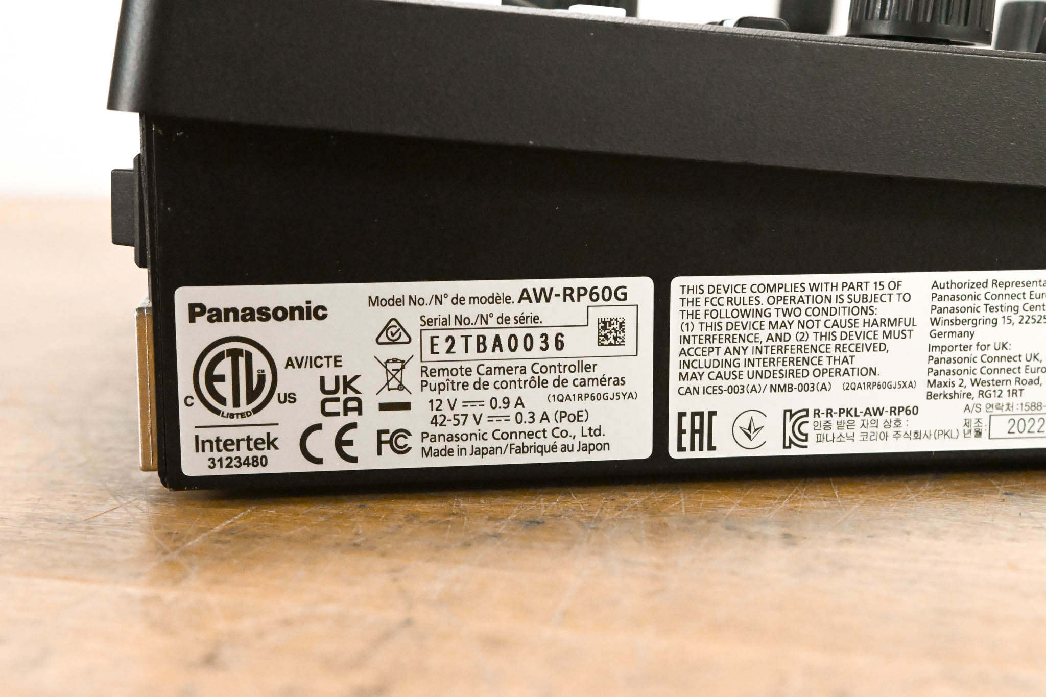 Panasonic AW-RP60G Remote Camera Controller (NO POWER SUPPLY)