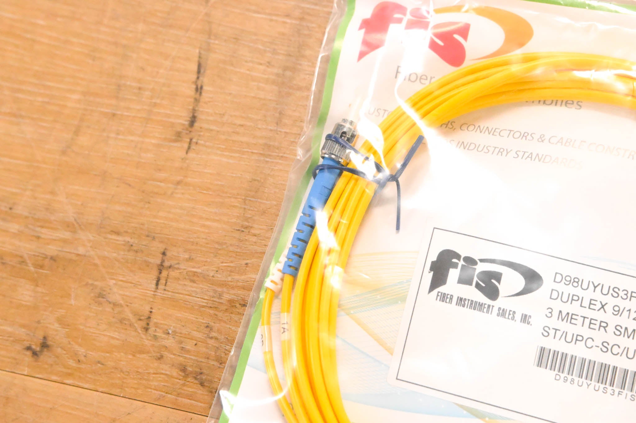 FIS ST/UPC-SC/UPC Duplex Single Mode Fiber Cable - 3m