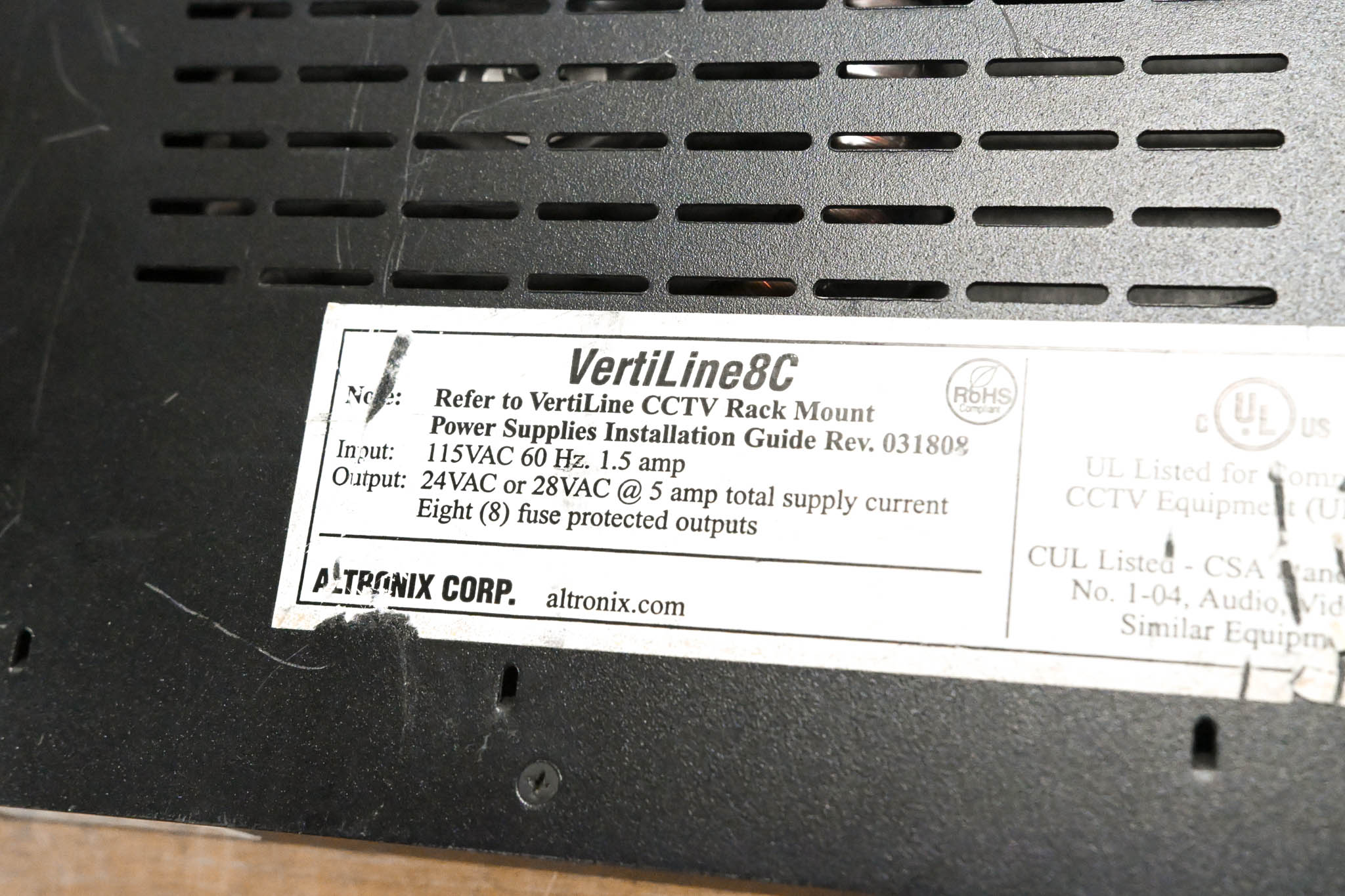 Altronix Vertiline8C CCTV Rack Mount Power Supply