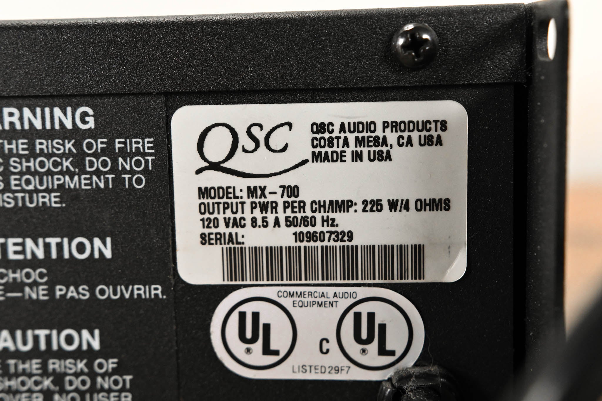 QSC MX 700 2-Channel Power Amplifier