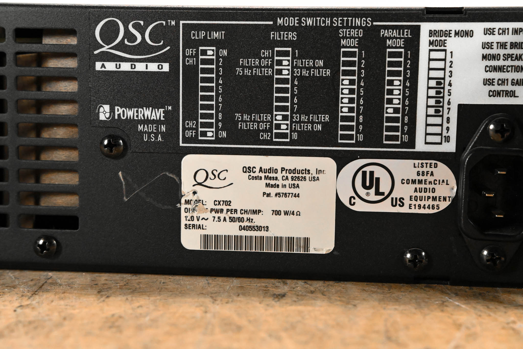 QSC CX702 2-Channel 700W Power Amplifier