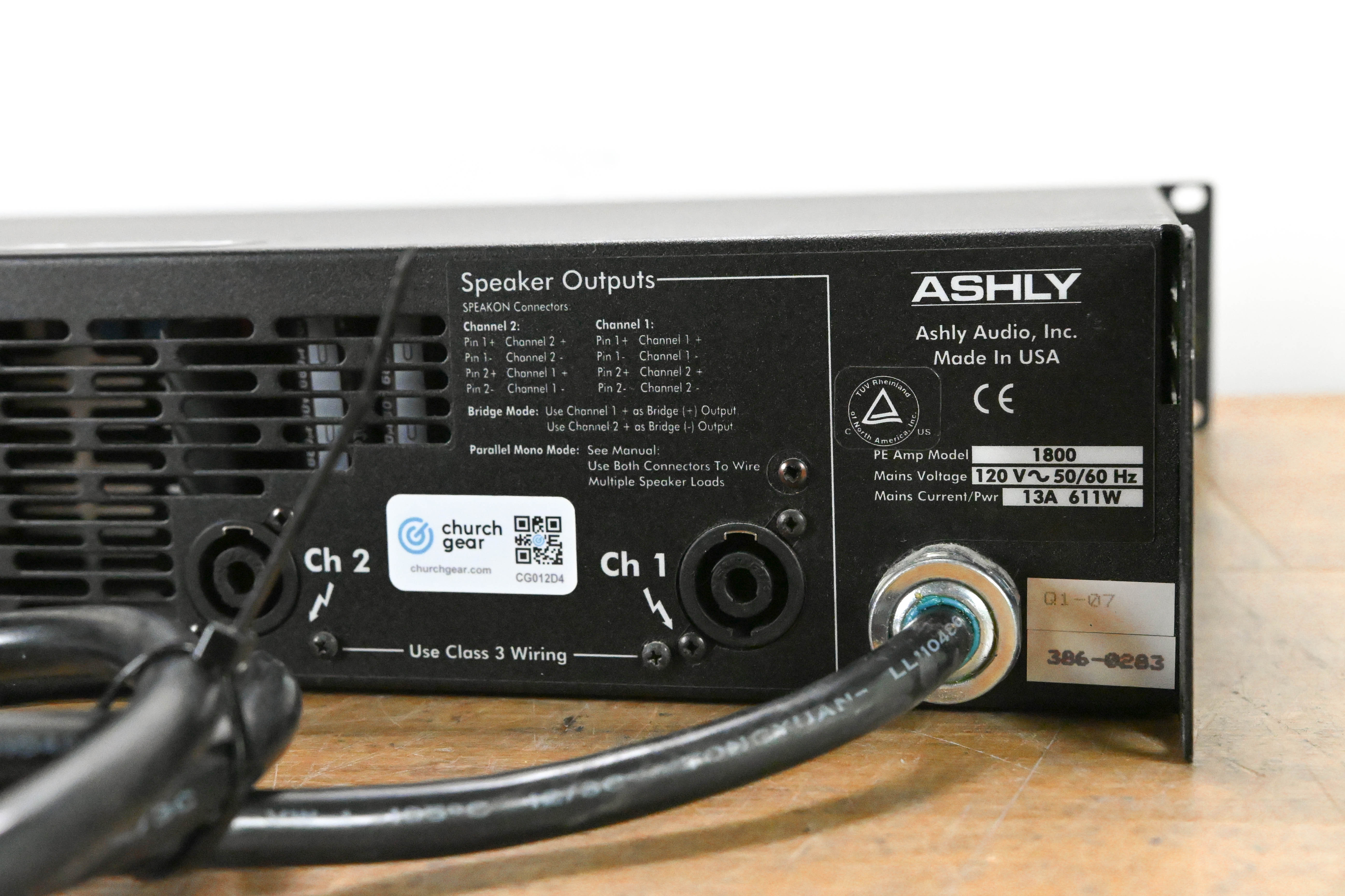 Ashly PE-1800 2-Channel Protea-Enabled 900W Power Amplifier
